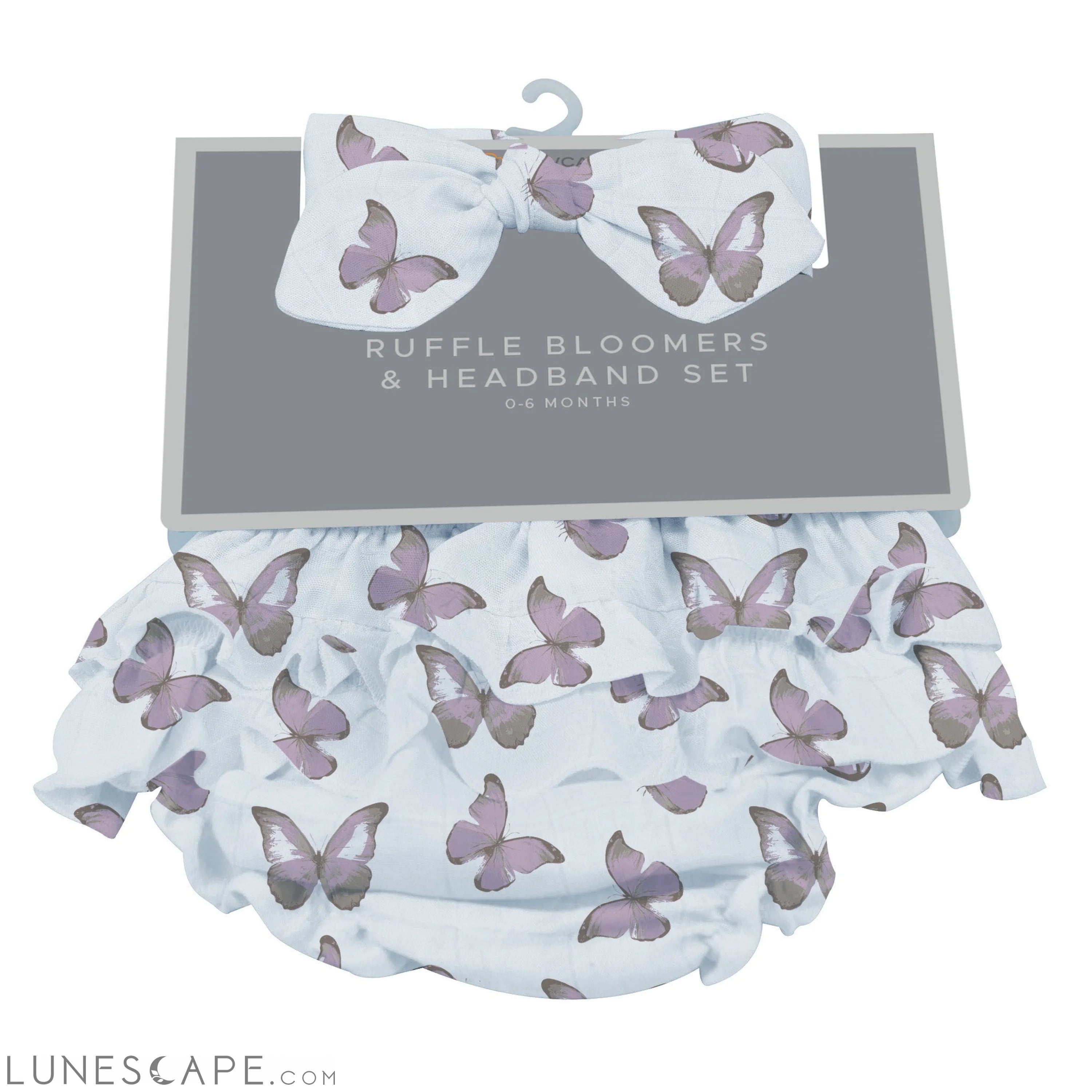 Winsome Butterflies Ruffle Bloomers and Headband Set LUNESCAPE
