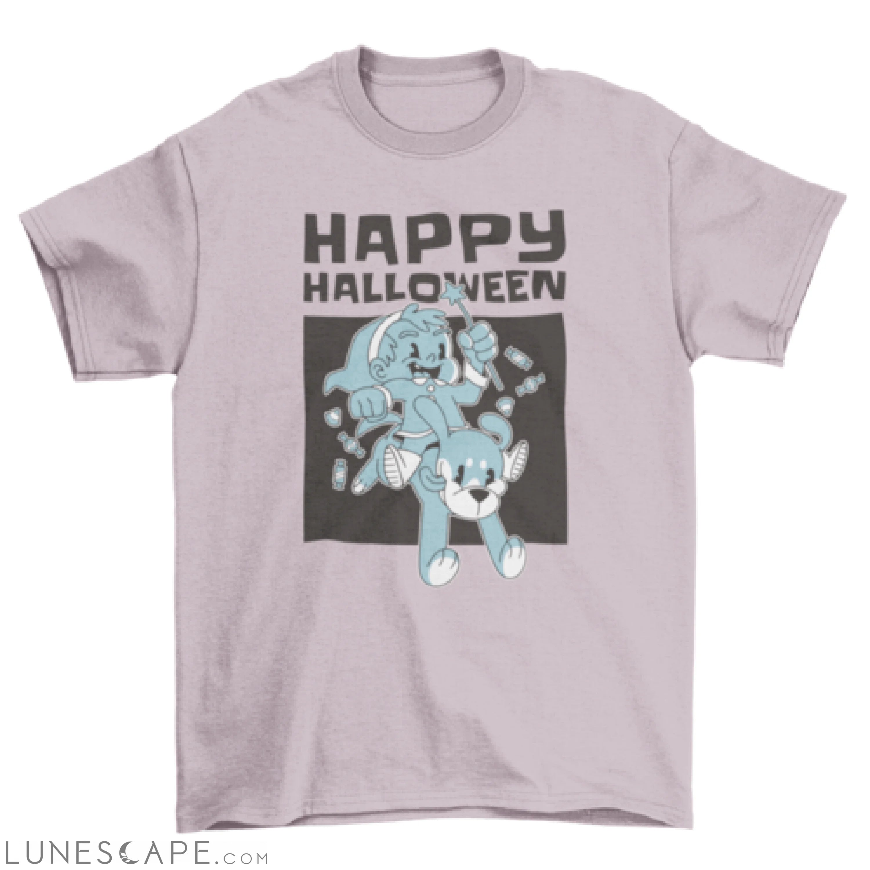 Wizard tiny girl riding dog t-shirt LUNESCAPE