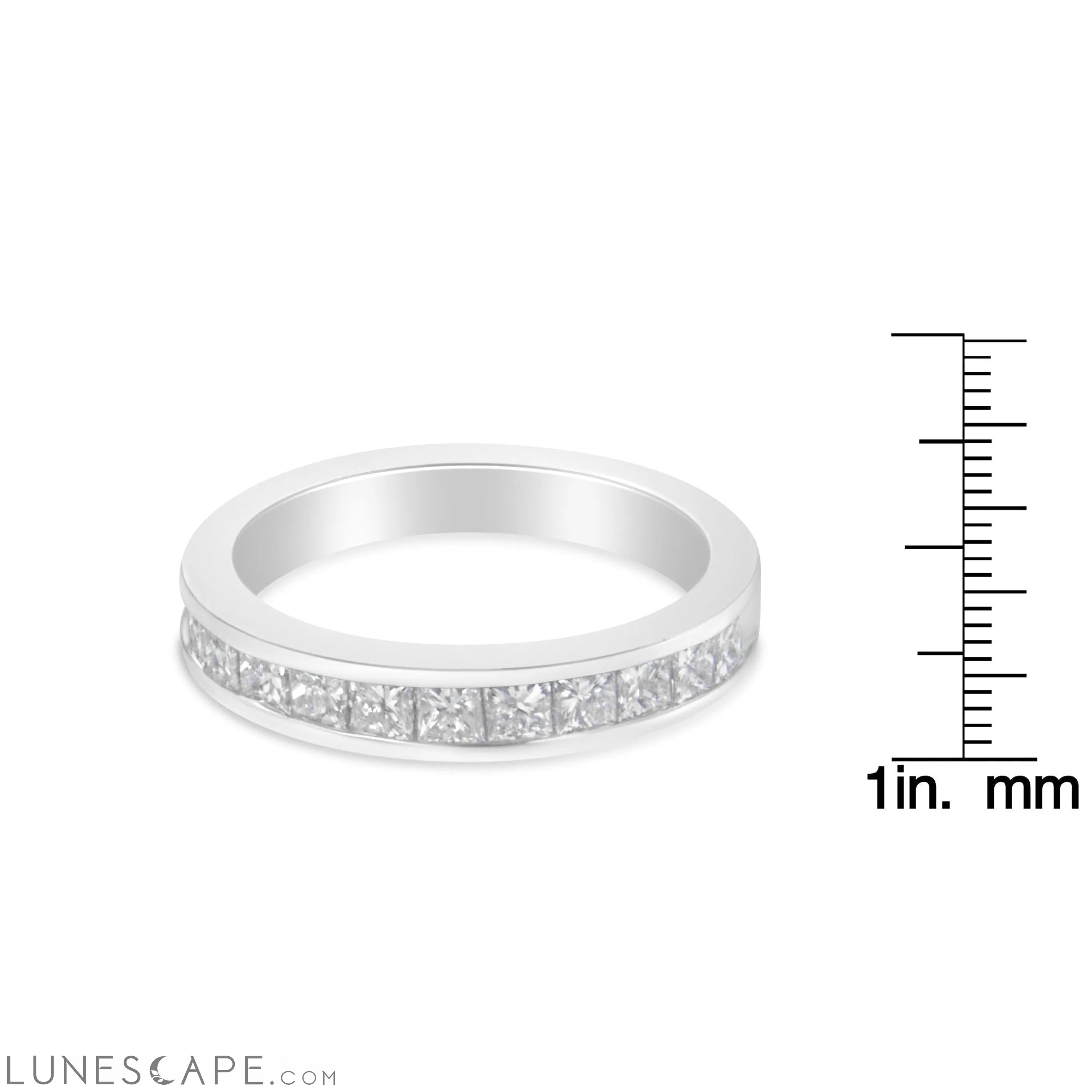 Women's 18K White Gold Princess Cut Diamond Band Ring (1 Cttw, G-H Color, SI1-SI2 Clarity) LUNESCAPE