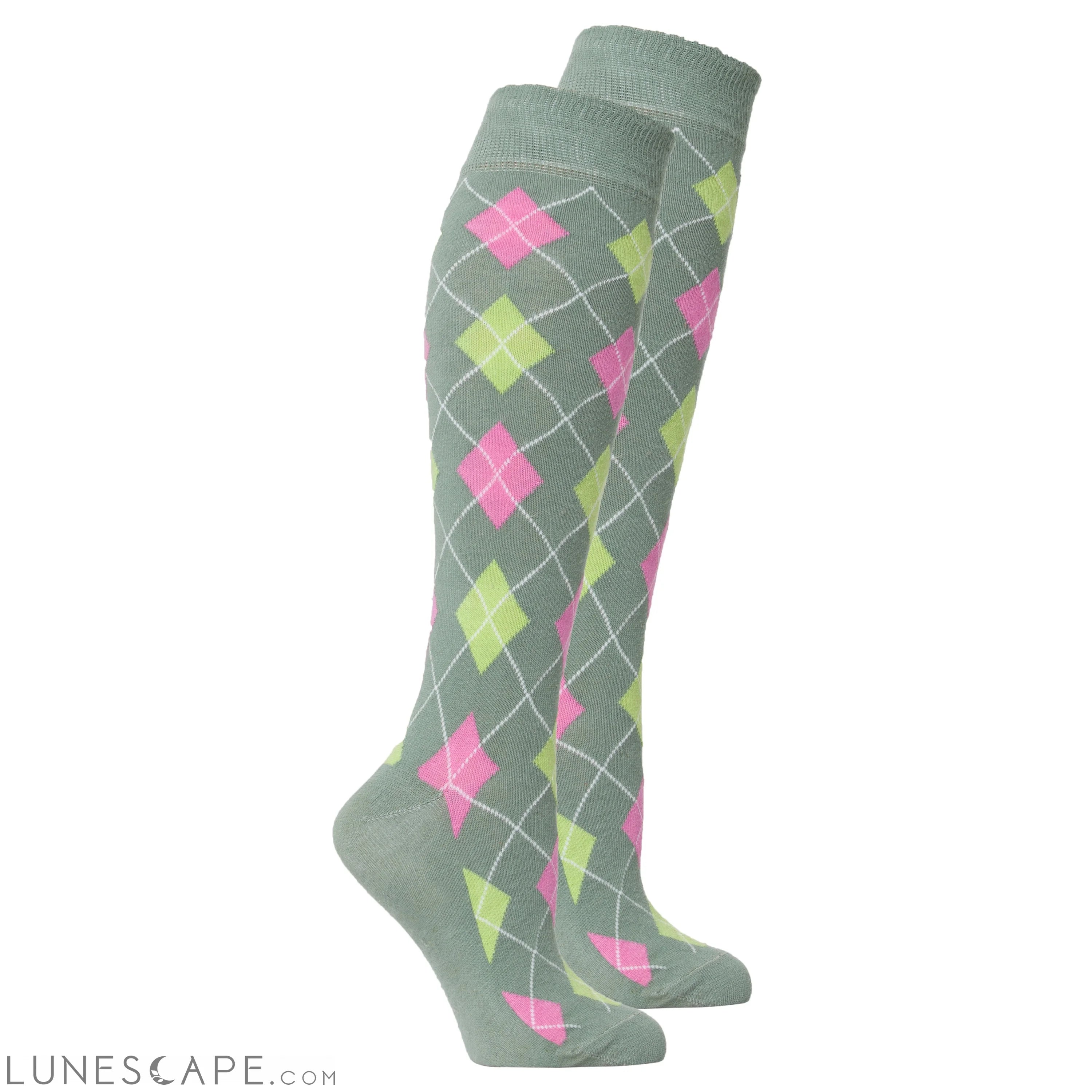 Women's Basil Argyle Knee High Socks LUNESCAPE