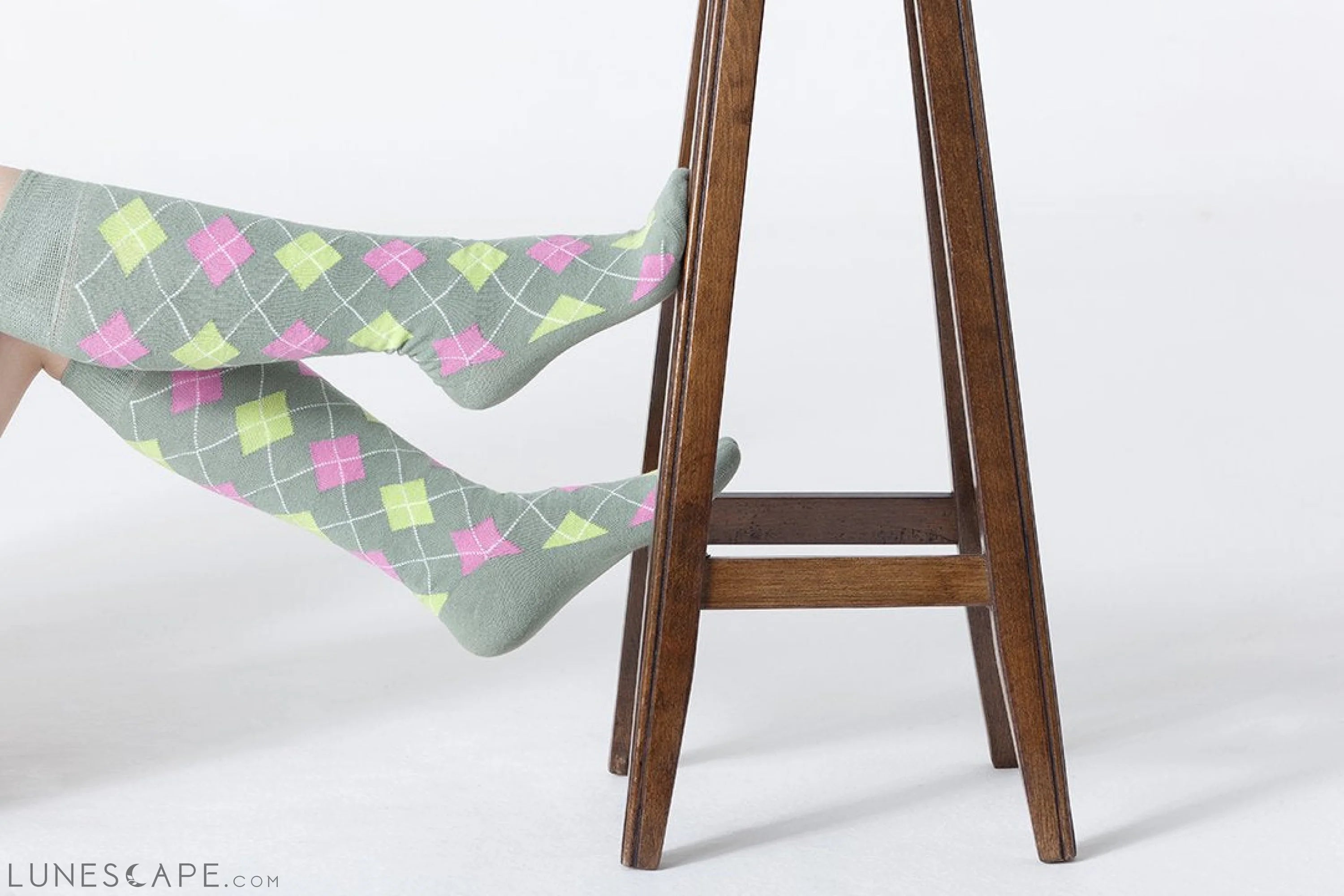 Women's Basil Argyle Knee High Socks LUNESCAPE