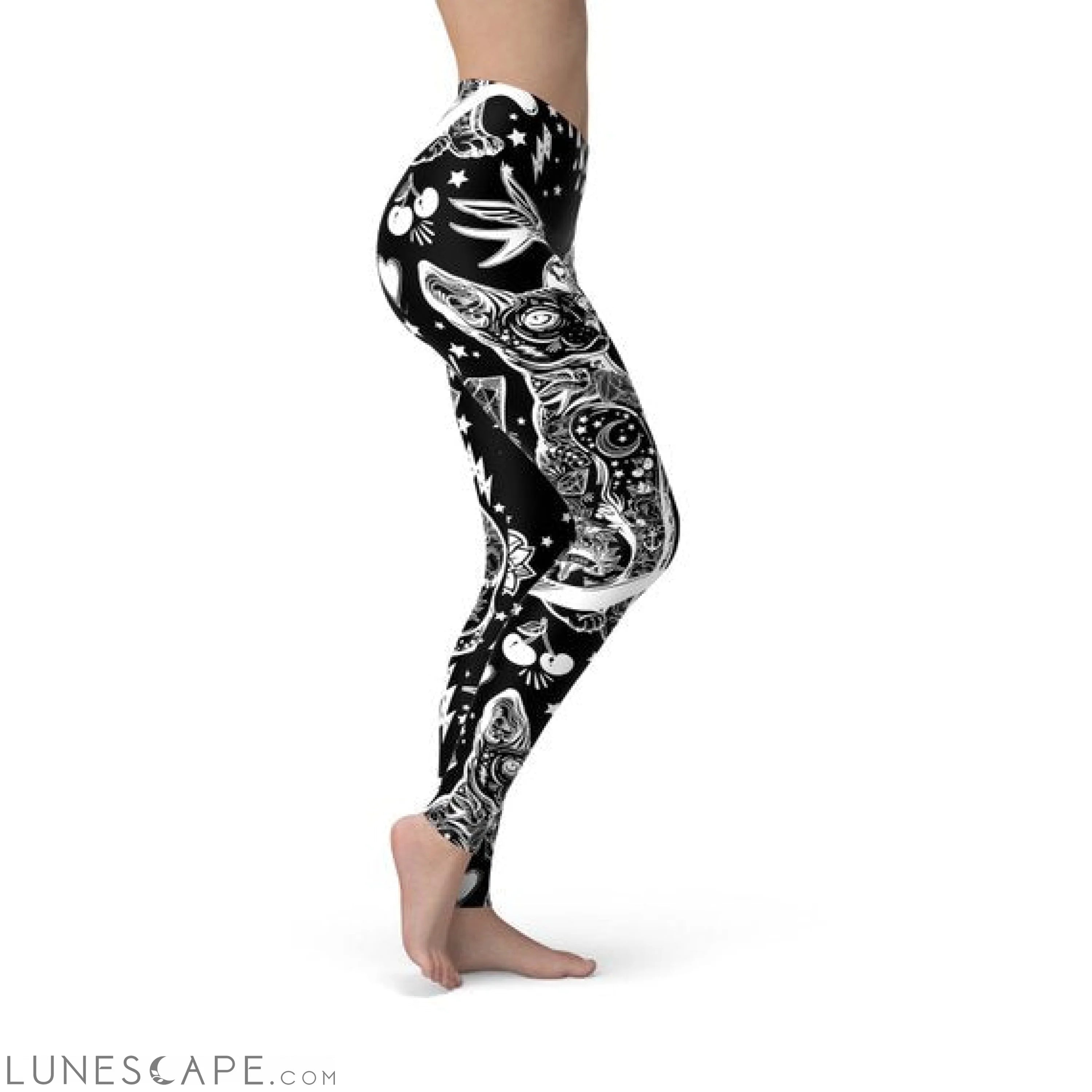 Womens Black Magic Cat Leggings Leggings