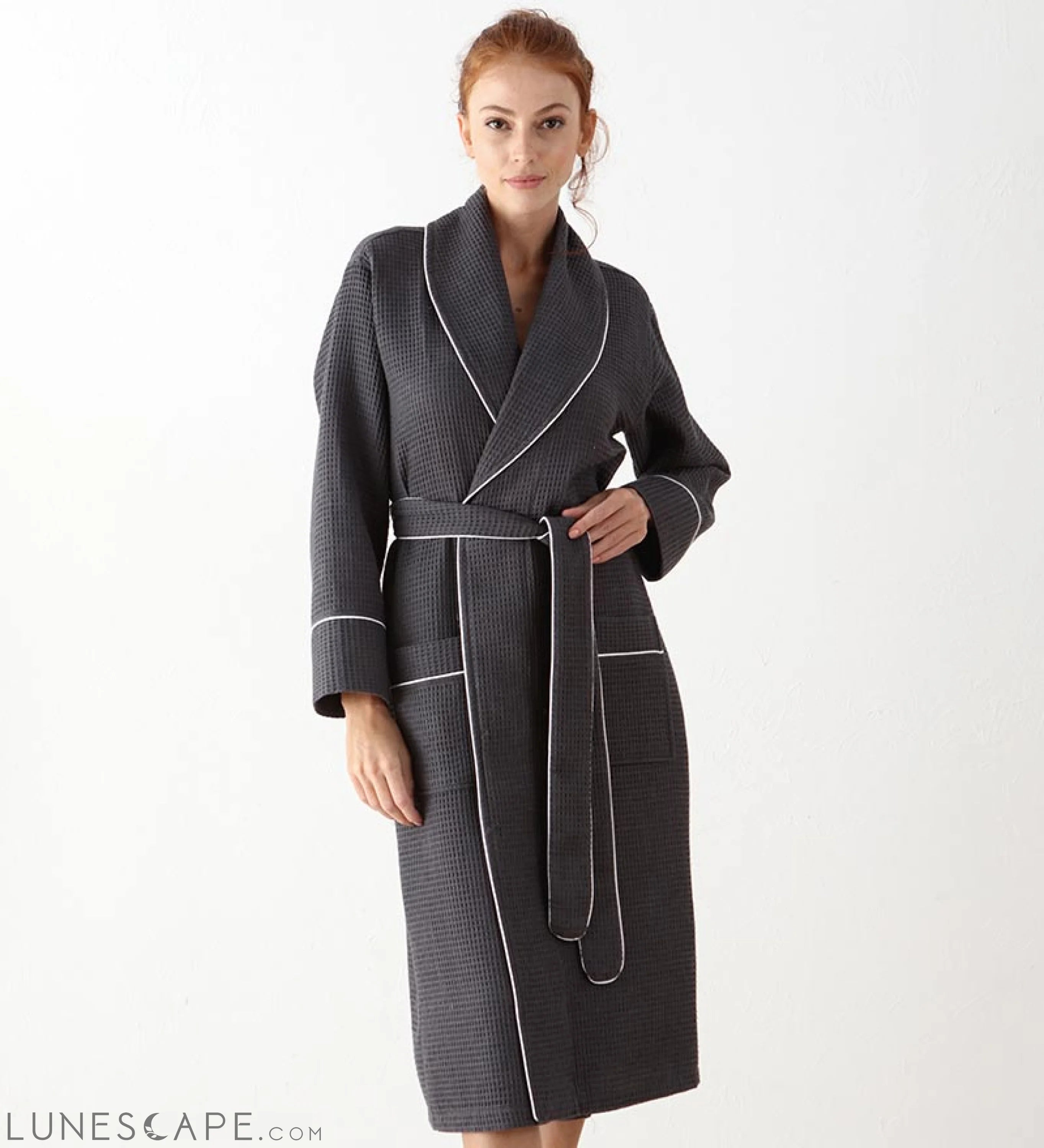 Women's Full Length Waffle Hotel Robe LUNESCAPE