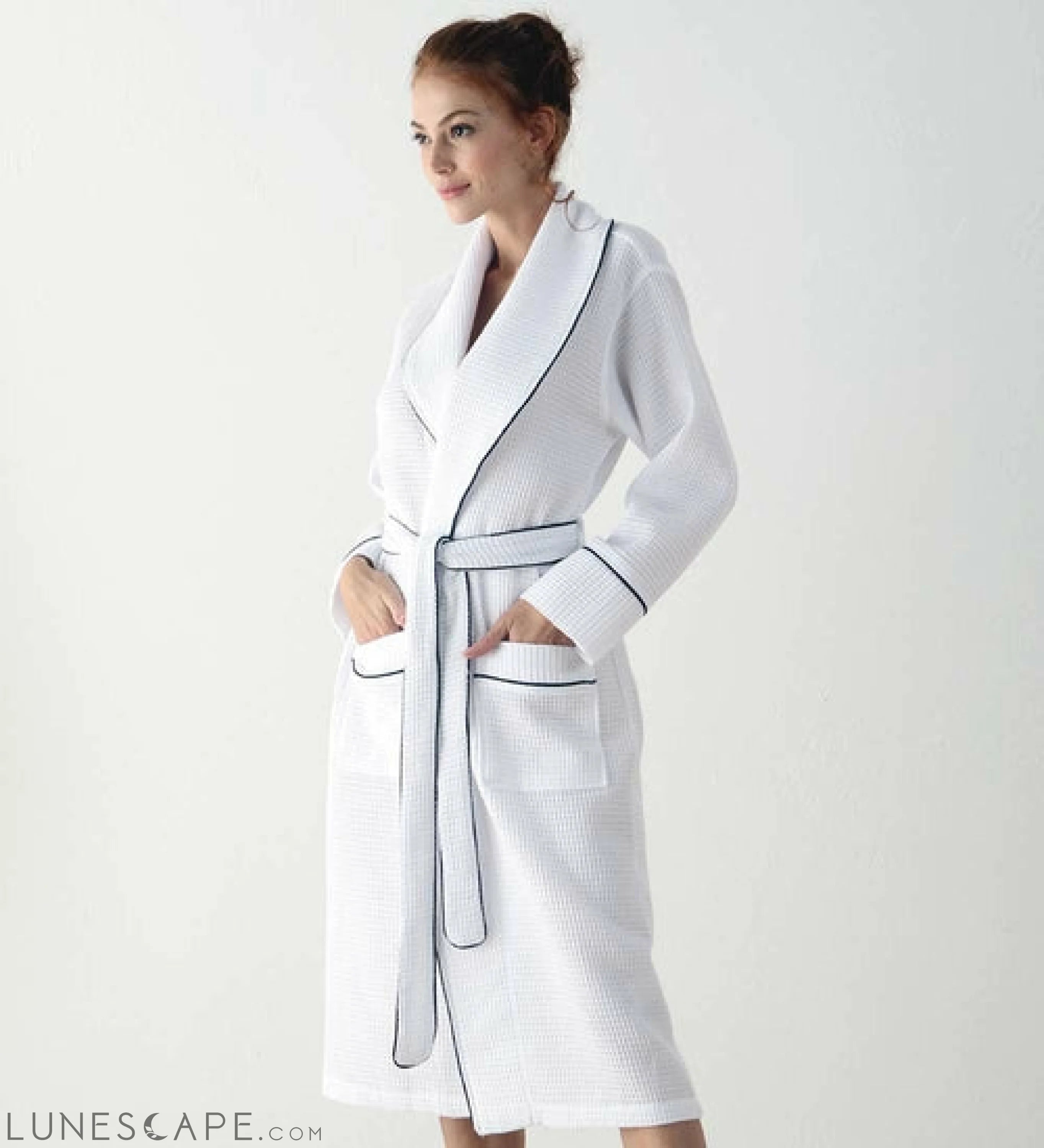 Women's Full Length Waffle Hotel Robe LUNESCAPE