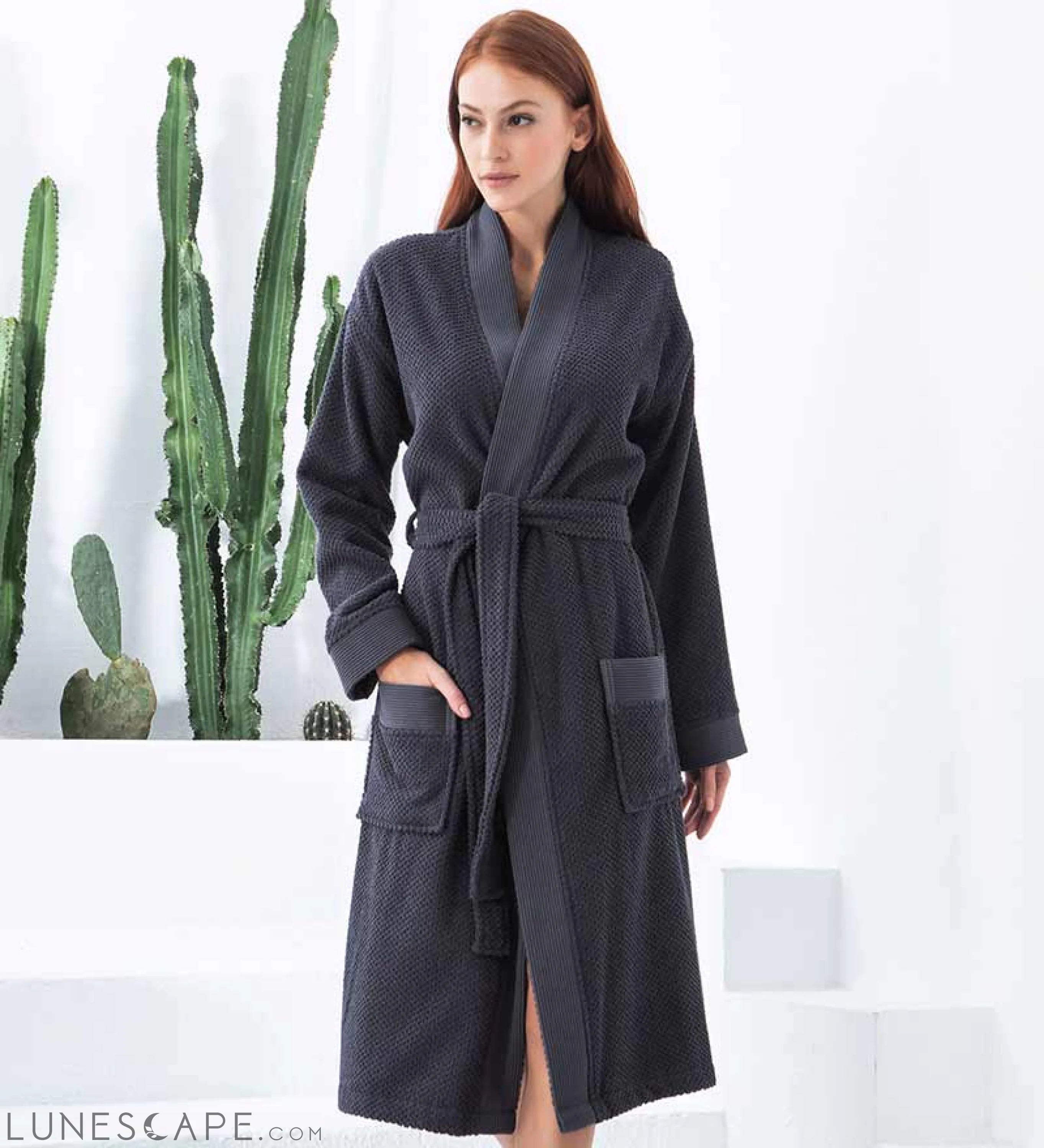 Women's Turkish Cotton Terry Kimono Robe - Luxurious Terry Cloth LUNESCAPE