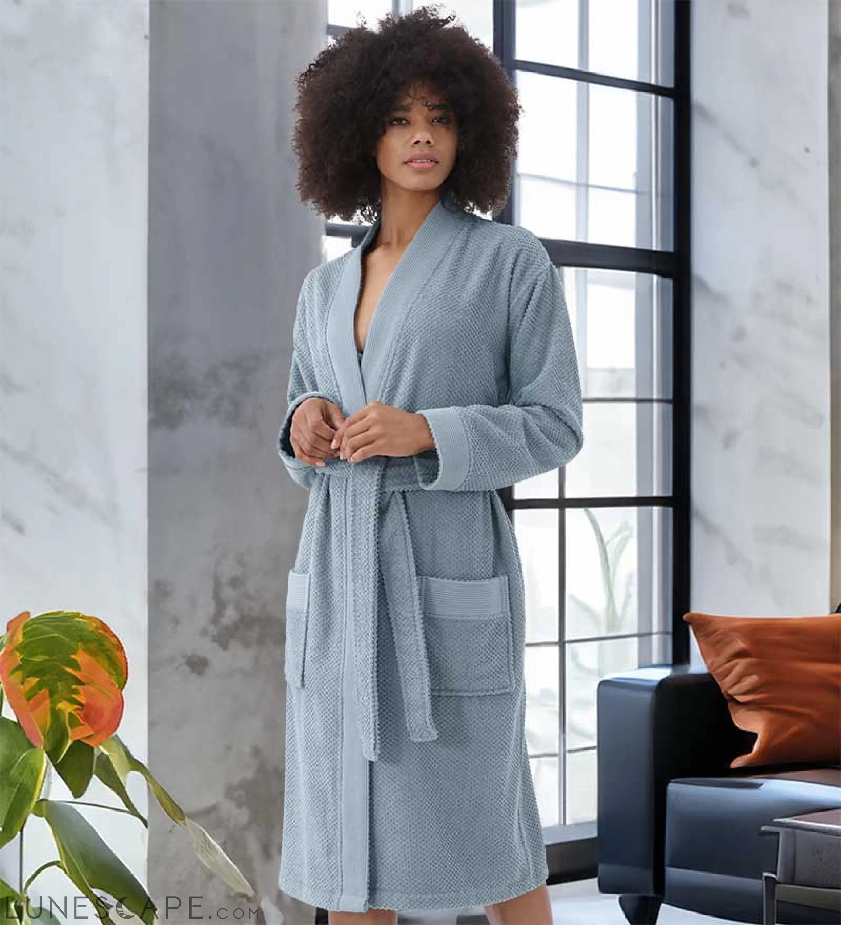 Women's Turkish Cotton Terry Kimono Robe - Luxurious Terry Cloth LUNESCAPE