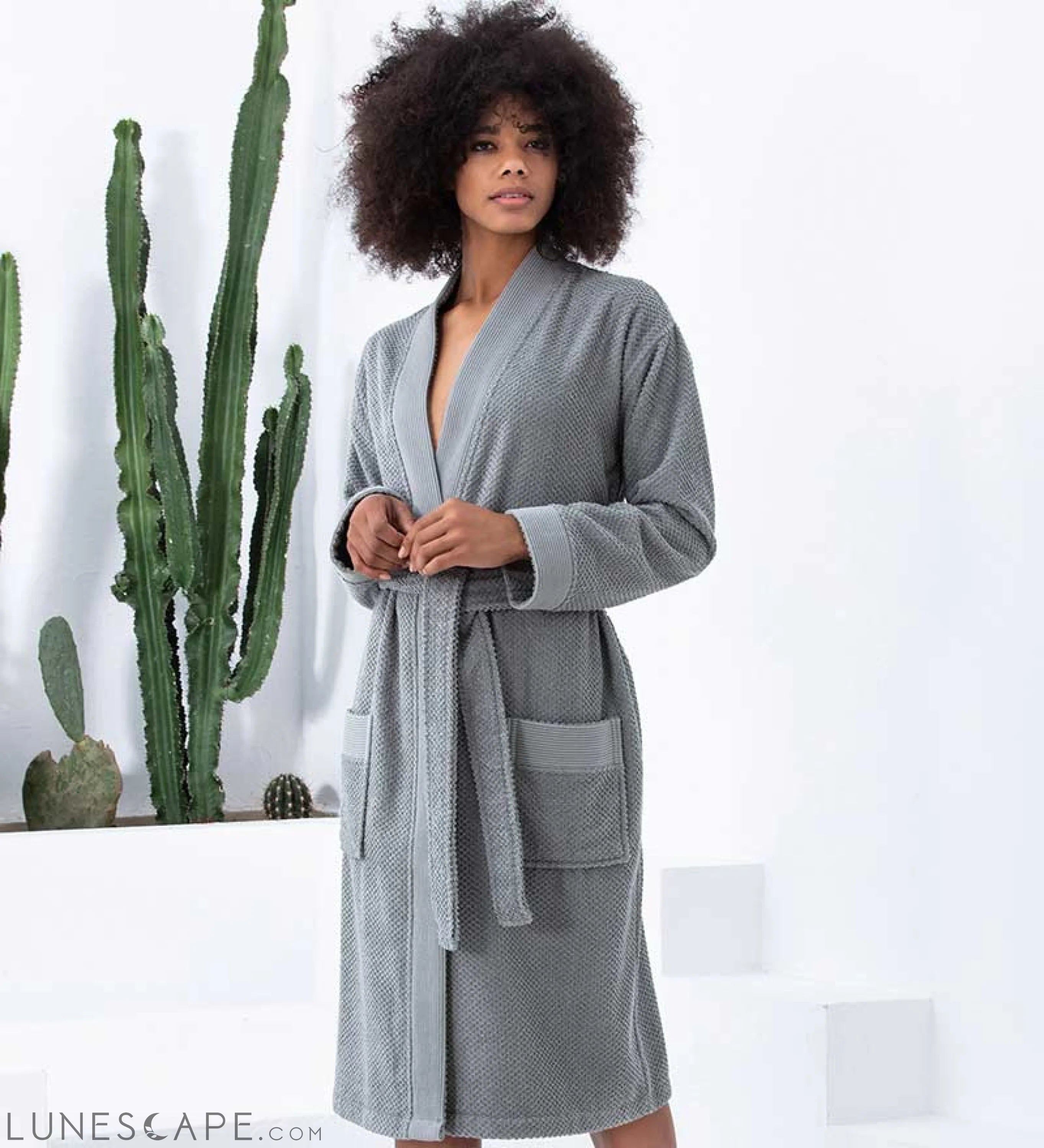 Women's Turkish Cotton Terry Kimono Robe - Luxurious Terry Cloth LUNESCAPE