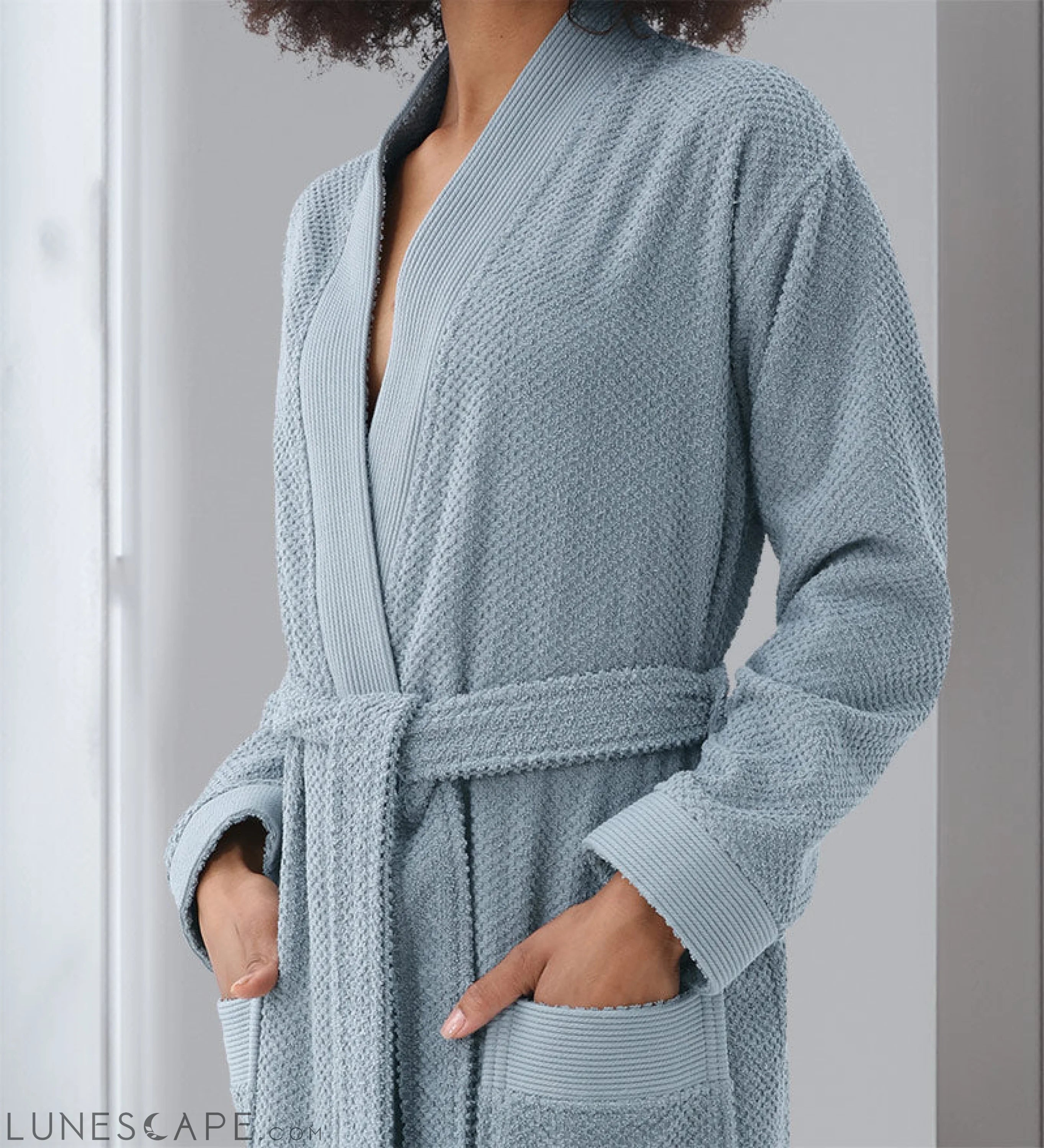 Women's Turkish Cotton Terry Kimono Robe - Luxurious Terry Cloth LUNESCAPE