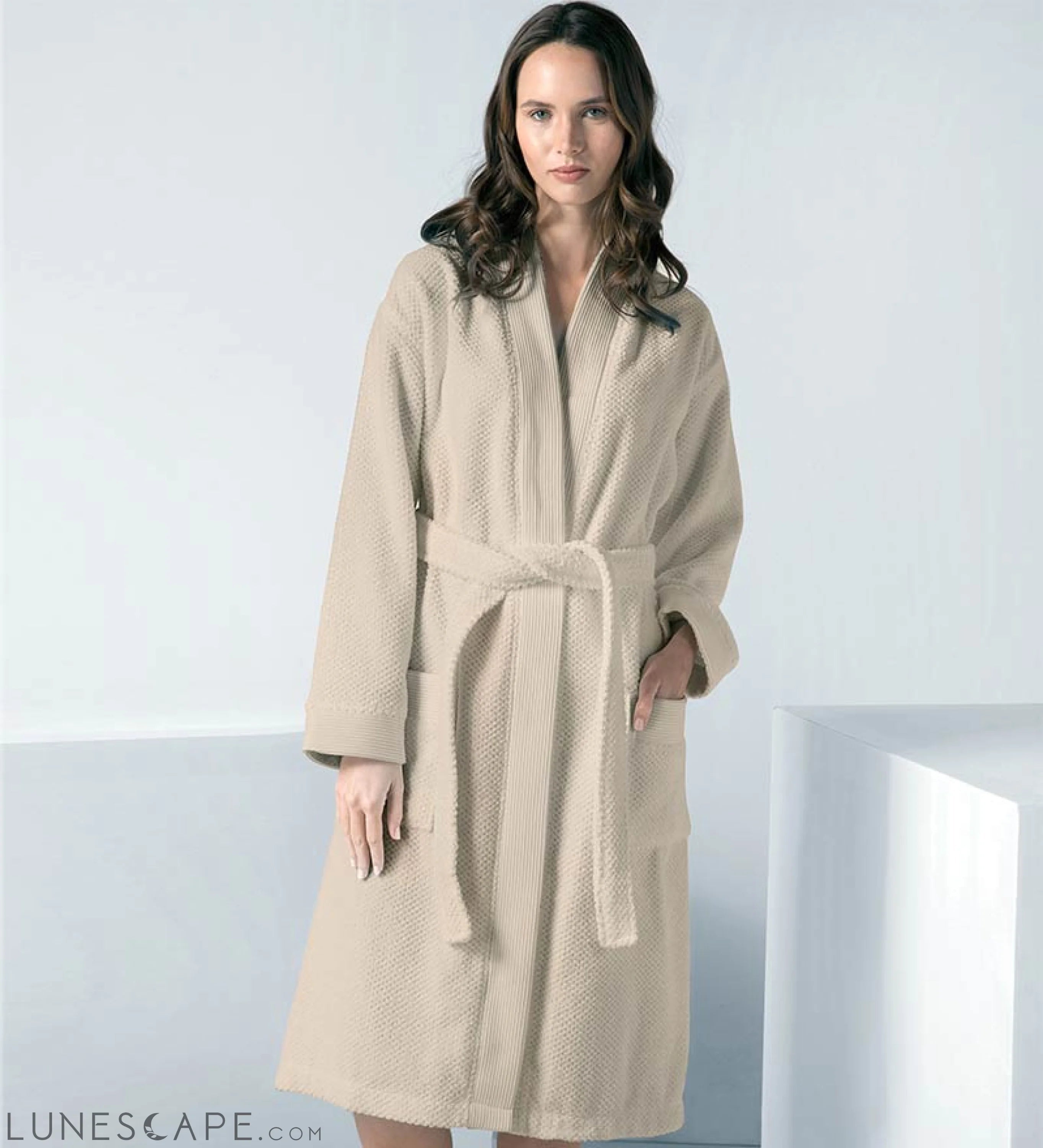 Women's Turkish Cotton Terry Kimono Robe - Luxurious Terry Cloth LUNESCAPE