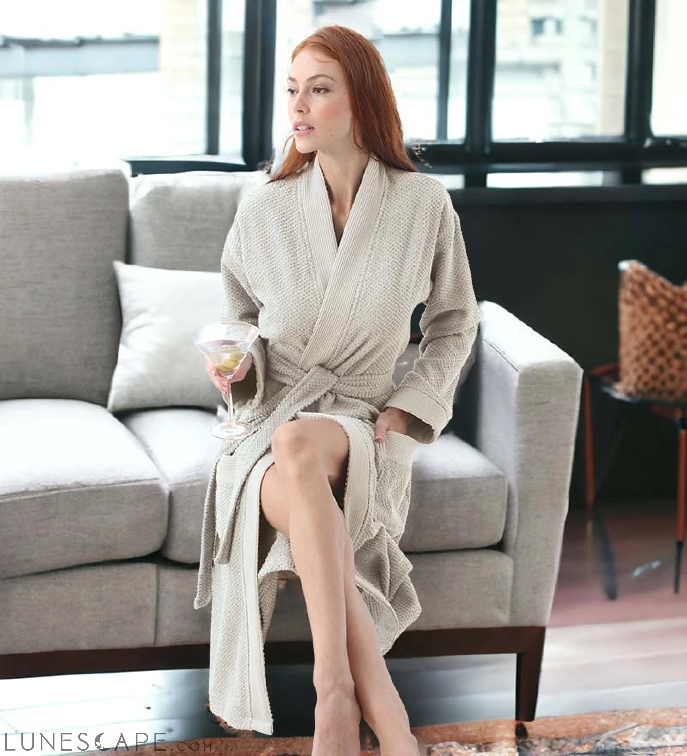 Women's Turkish Cotton Terry Kimono Robe - Luxurious Terry Cloth LUNESCAPE