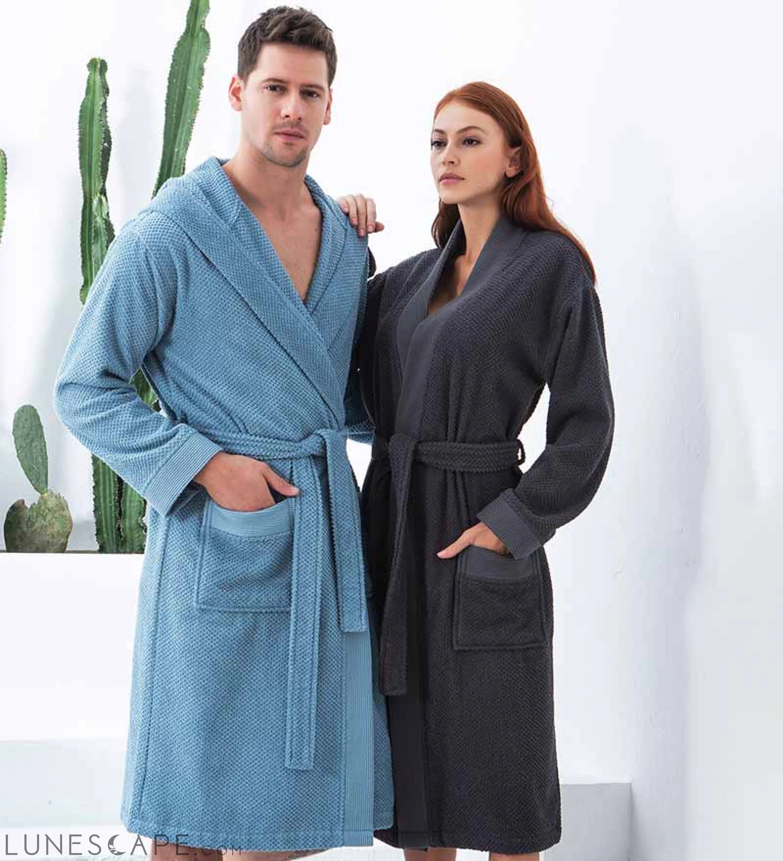 Women's Turkish Cotton Terry Kimono Robe - Luxurious Terry Cloth LUNESCAPE