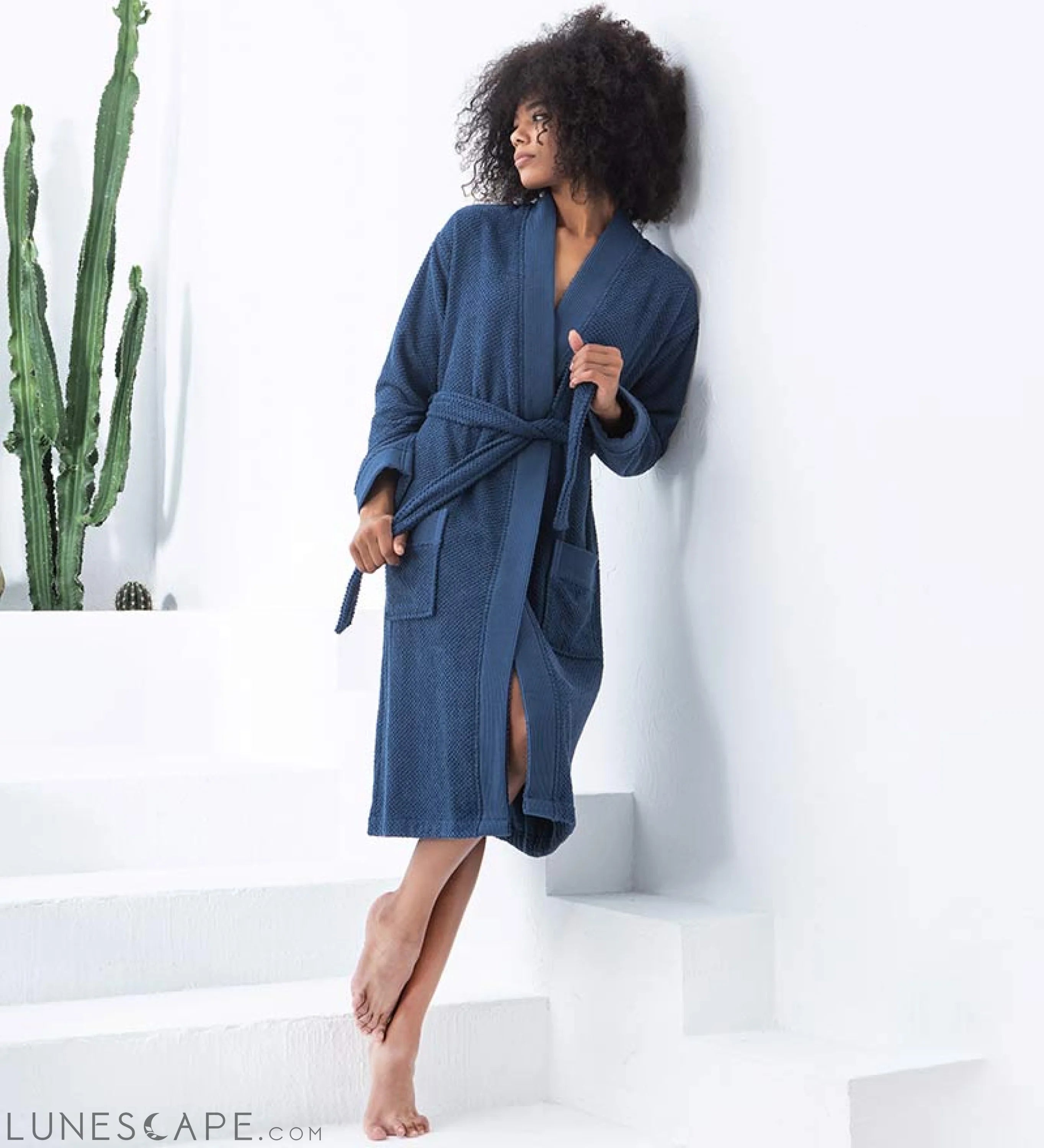 Women's Turkish Cotton Terry Kimono Robe - Luxurious Terry Cloth LUNESCAPE