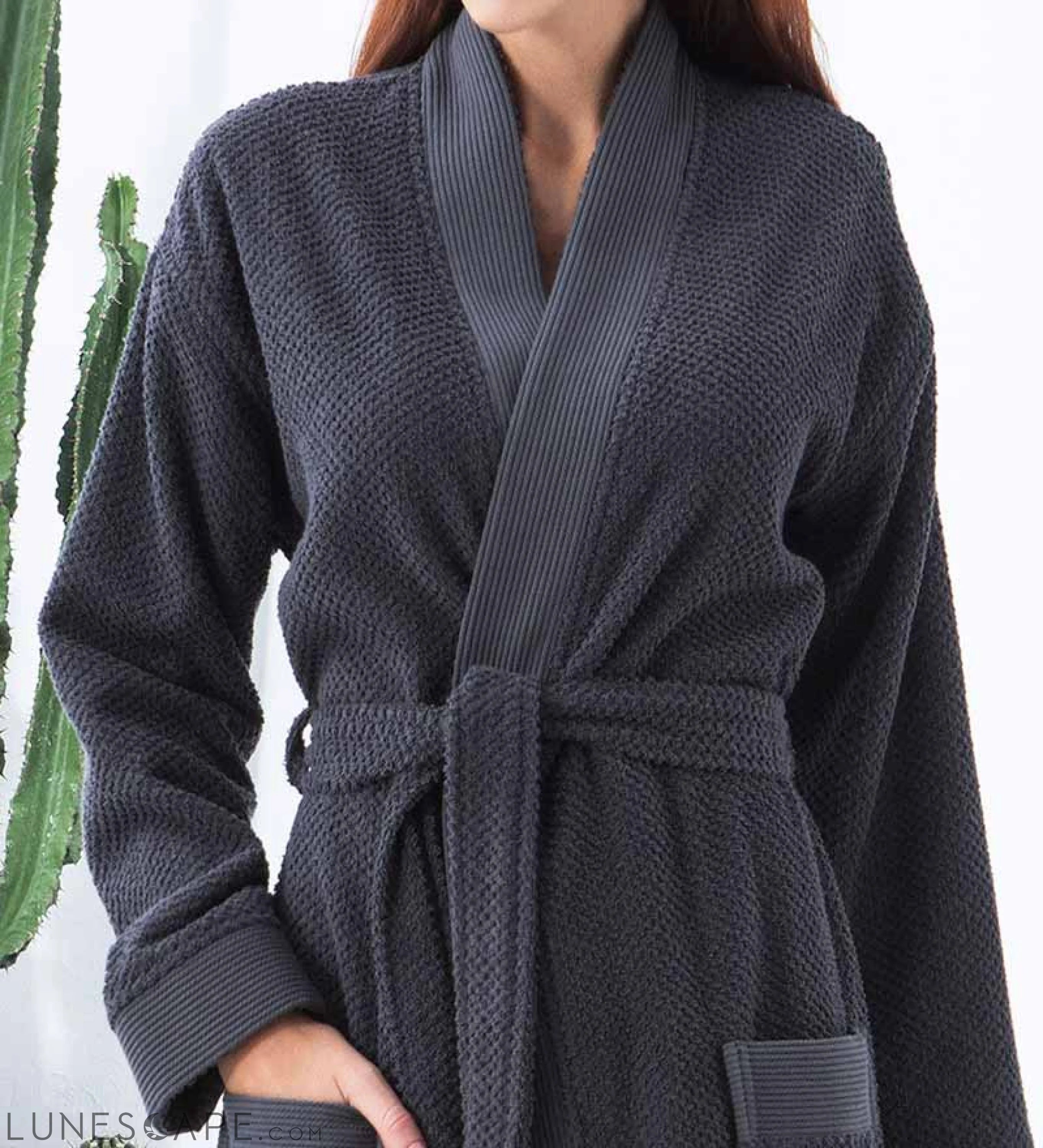 Women's Turkish Cotton Terry Kimono Robe - Luxurious Terry Cloth LUNESCAPE