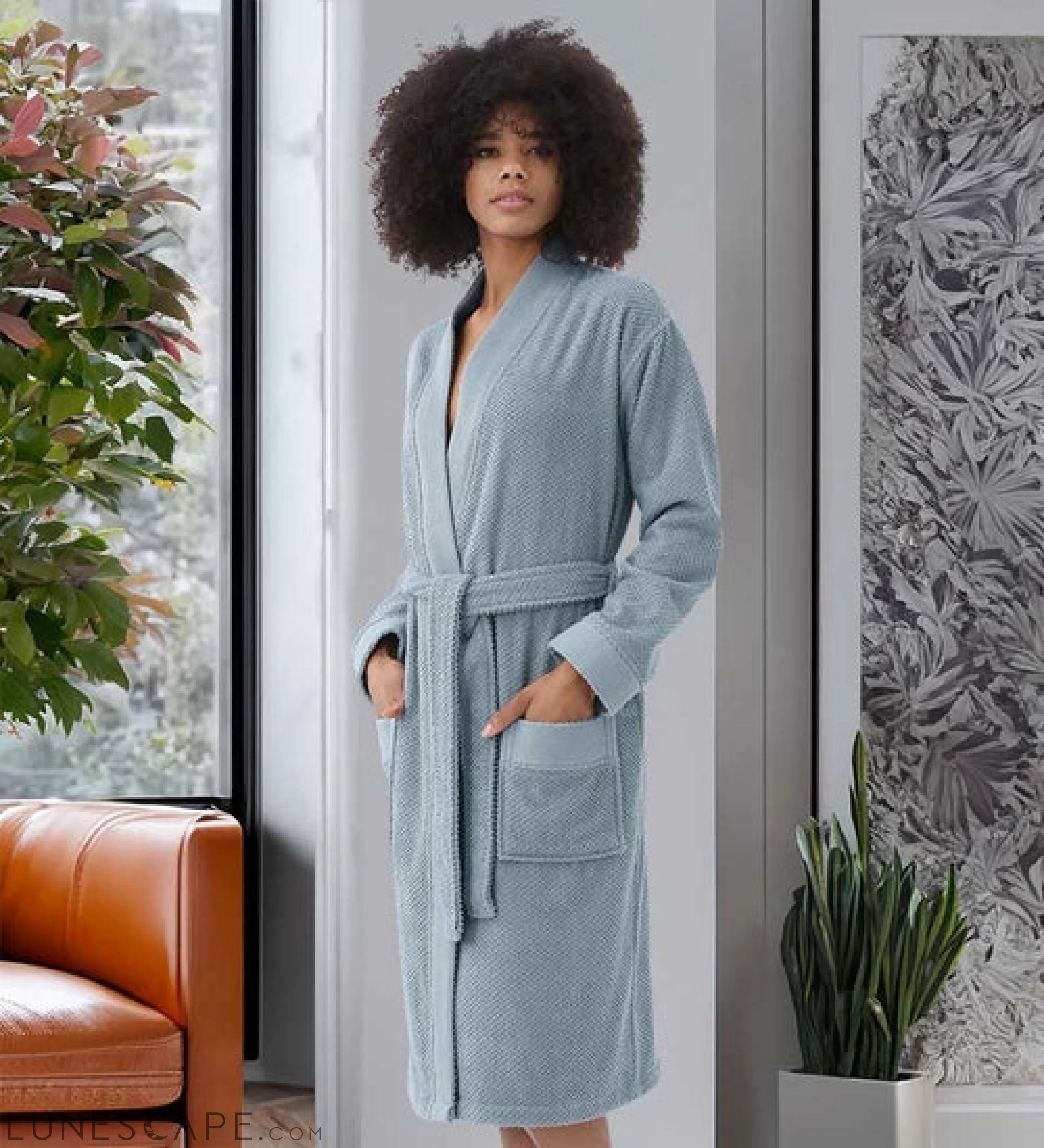 Women's Turkish Cotton Terry Kimono Robe - Luxurious Terry Cloth LUNESCAPE