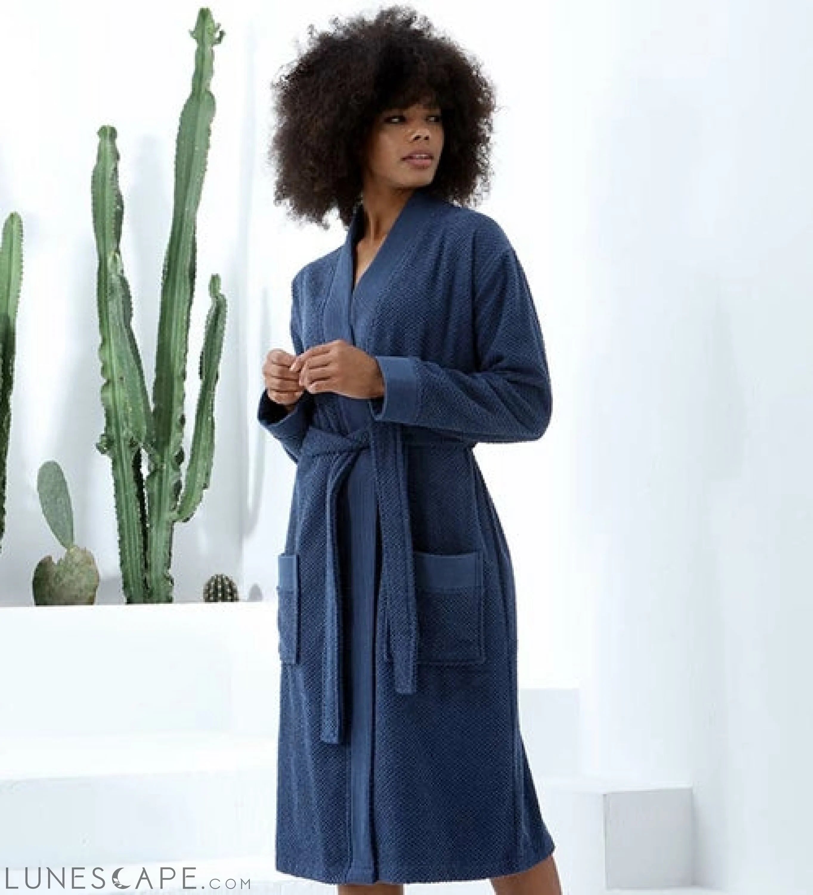 Women's Turkish Cotton Terry Kimono Robe - Luxurious Terry Cloth LUNESCAPE