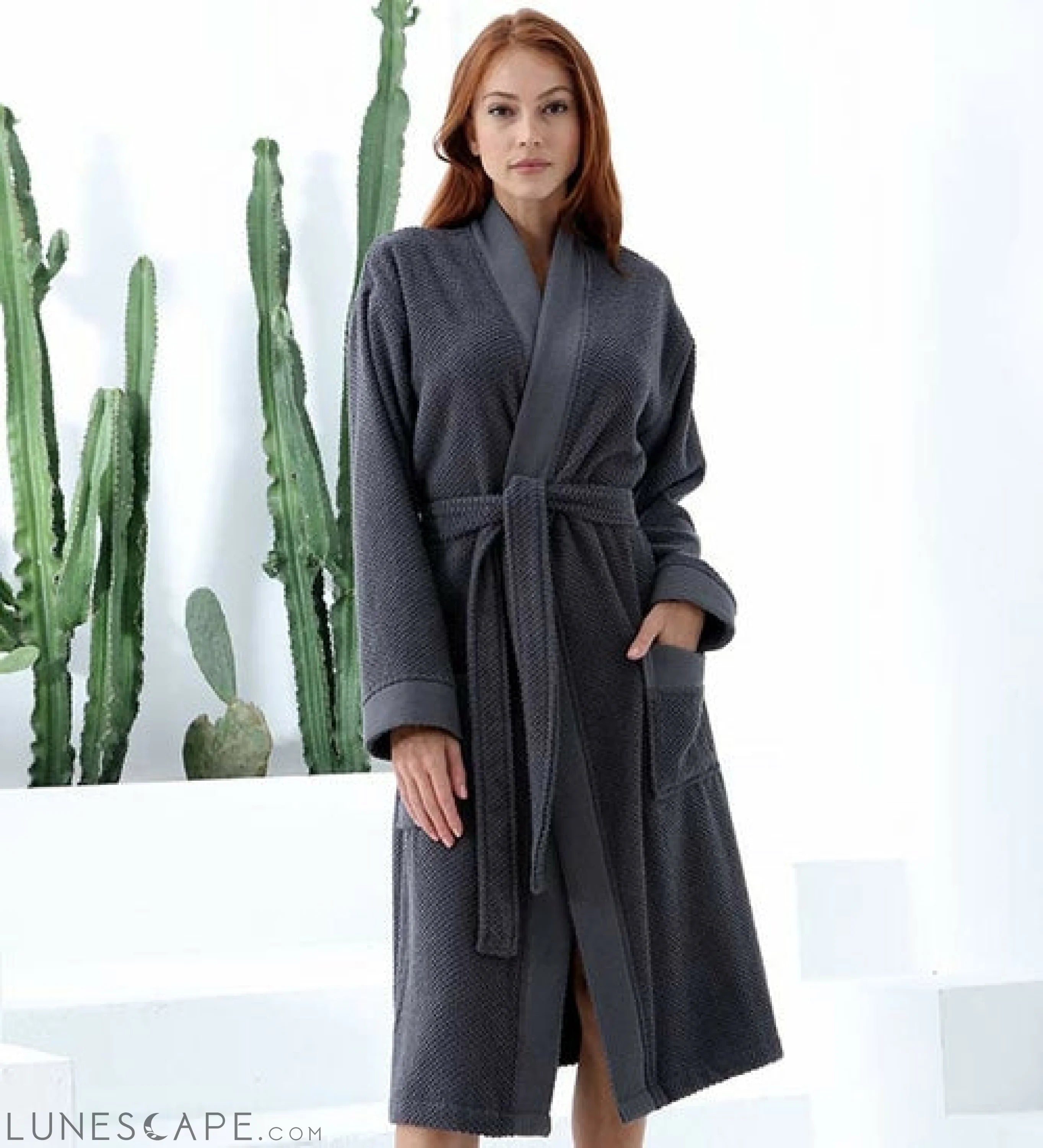 Women's Turkish Cotton Terry Kimono Robe - Luxurious Terry Cloth LUNESCAPE