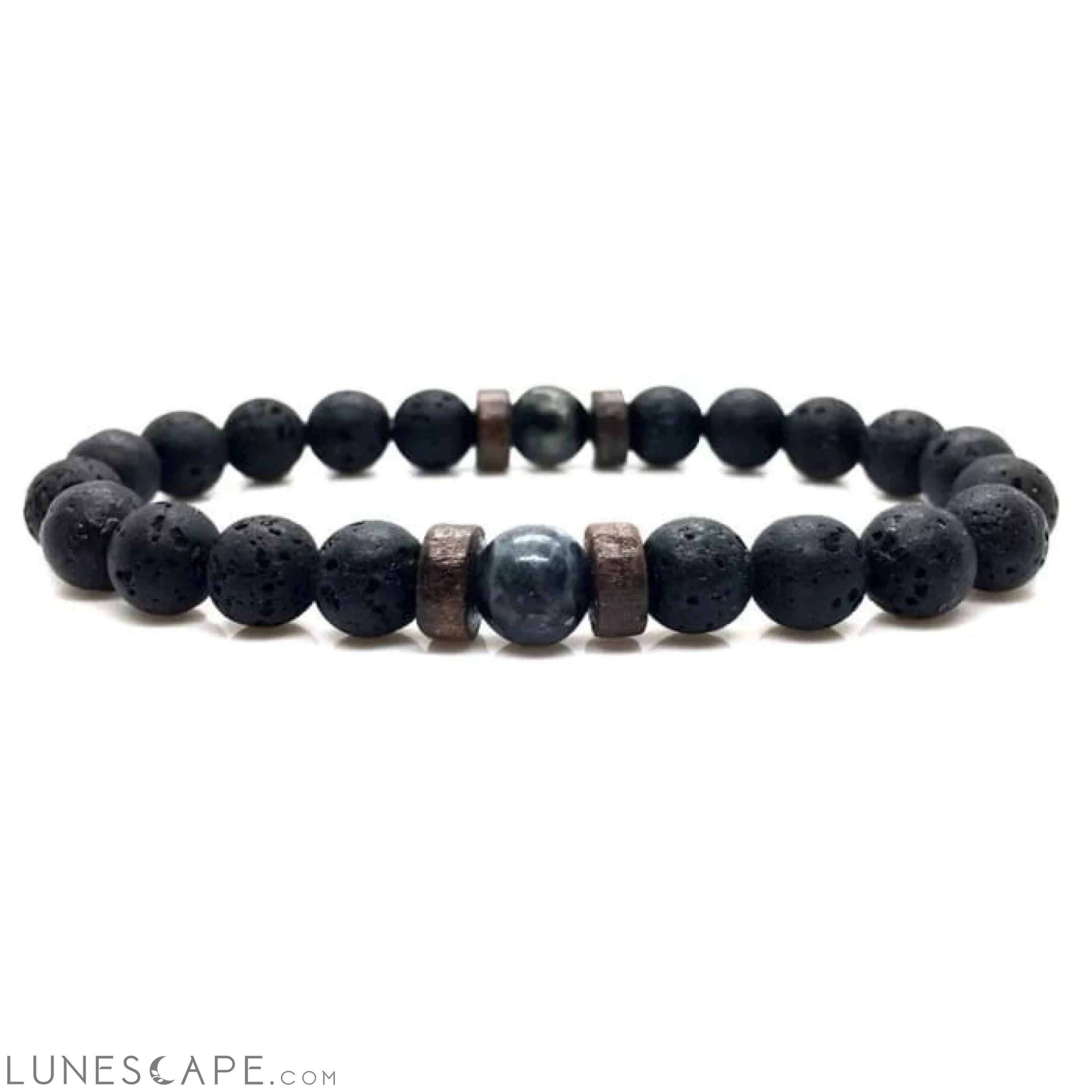 Wood and Lava Stone Essential Oil Bracelet - Gray 2 LUNESCAPE