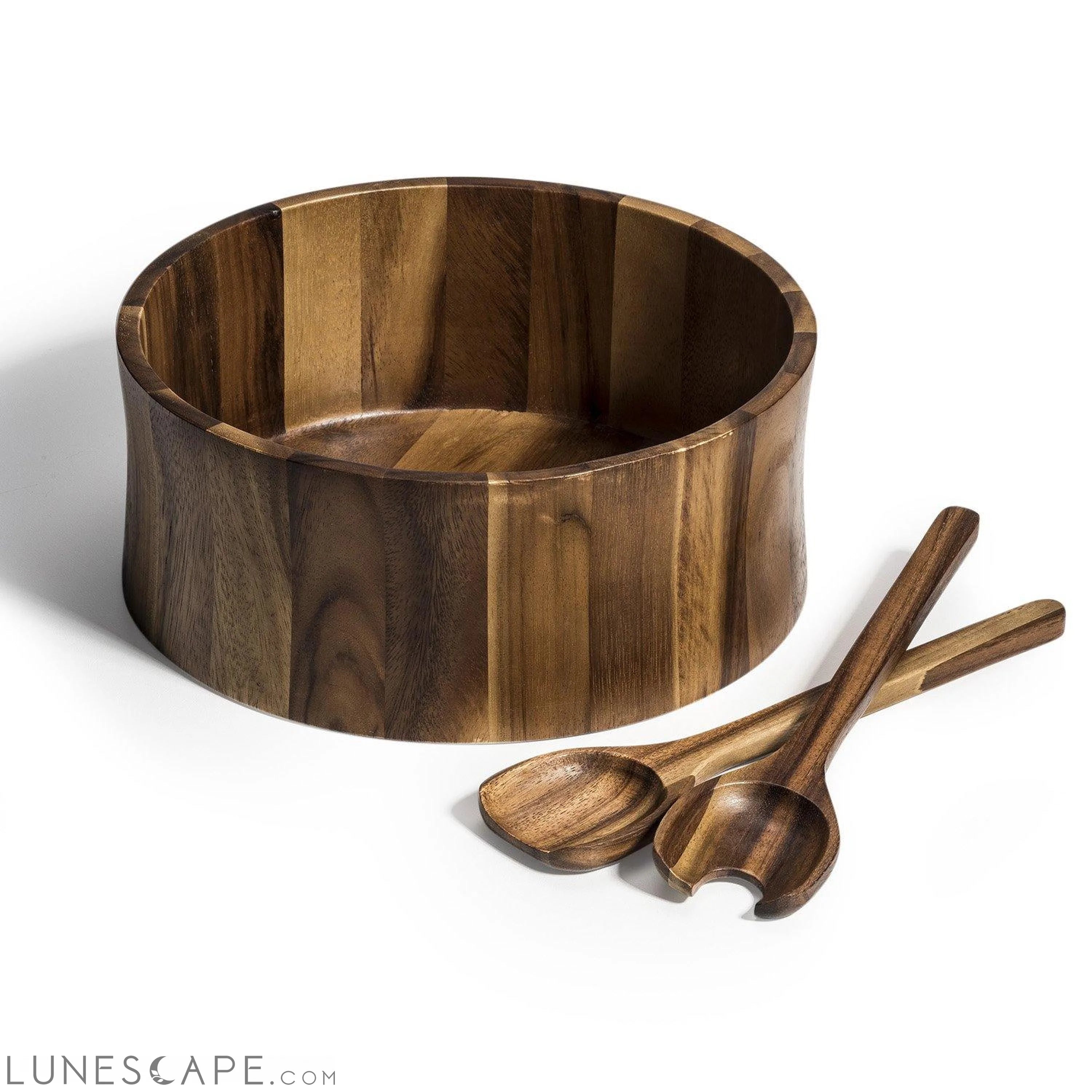 Wooden Salad Bowl with Servers - 3 Piece Set LUNESCAPE