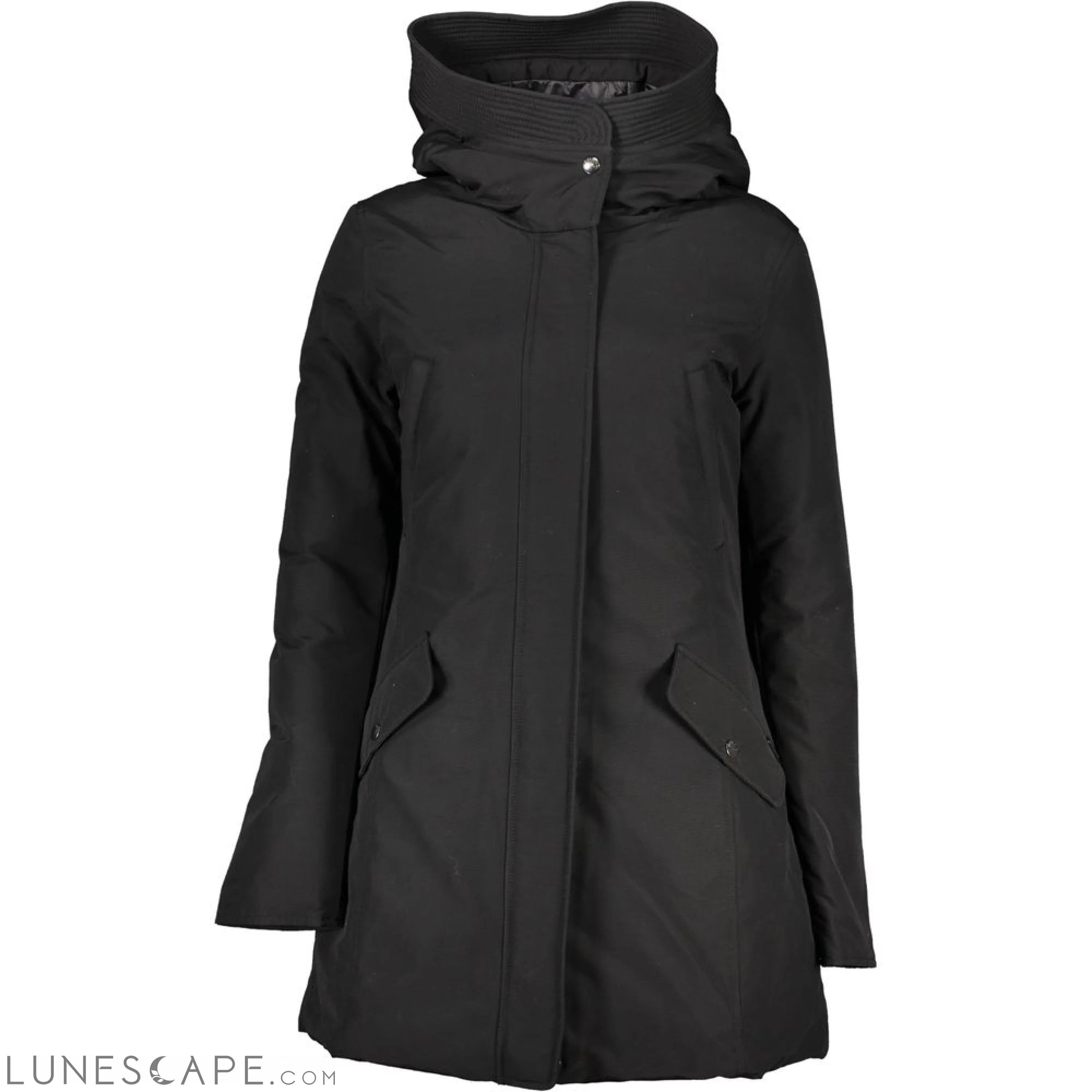 Woolrich Black Cotton Jackets & Coat LUNESCAPE