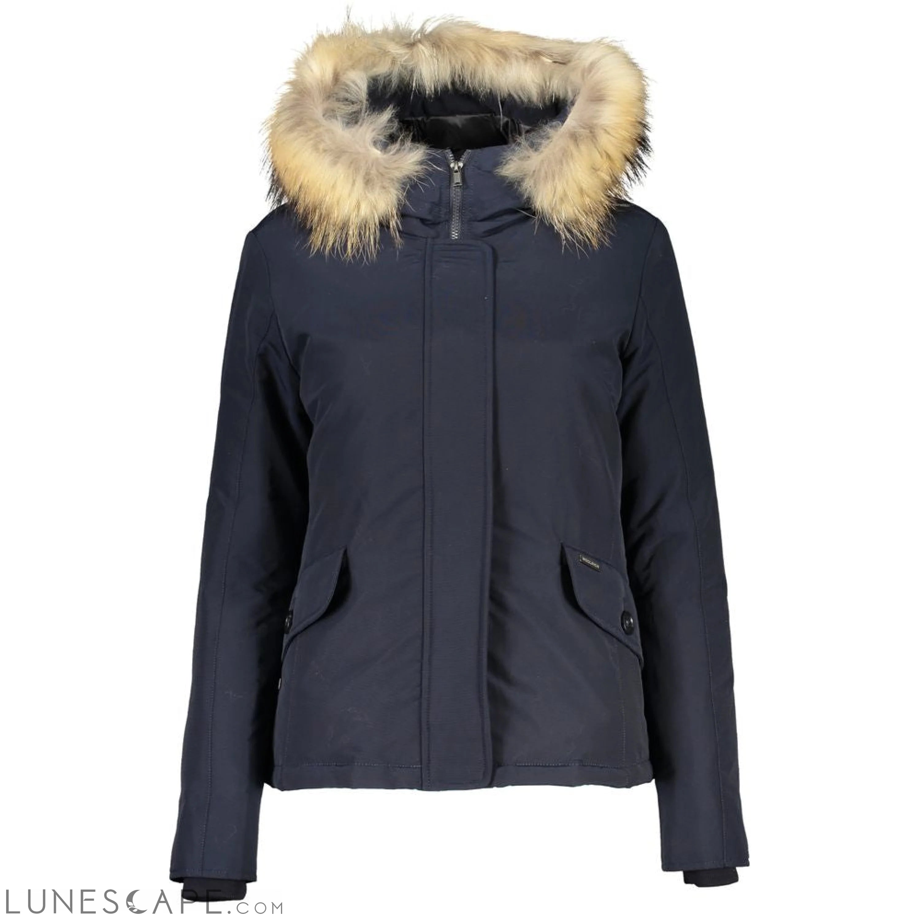 Woolrich Blue Cotton Jackets & Coat LUNESCAPE