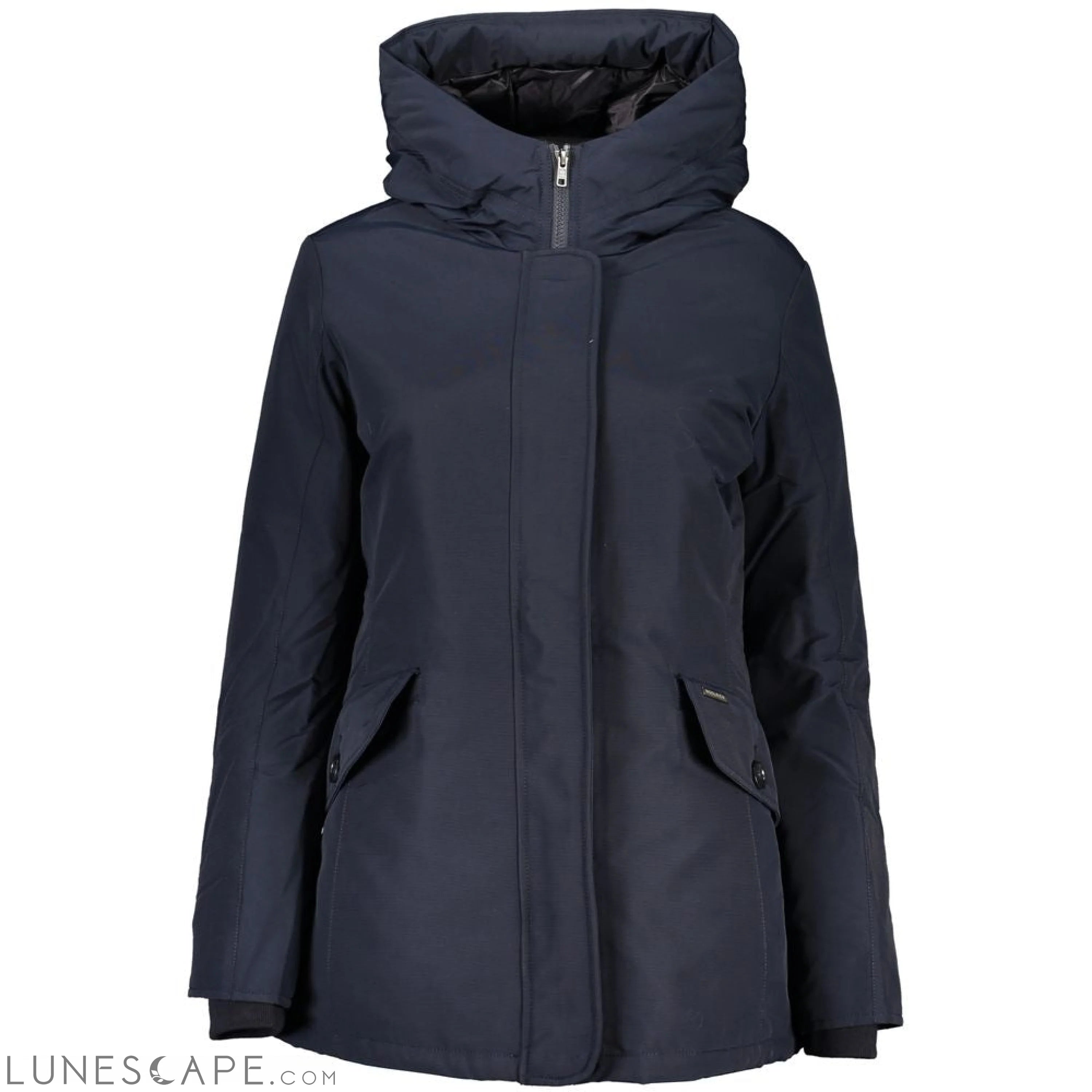 Woolrich Blue Cotton Jackets & Coat LUNESCAPE