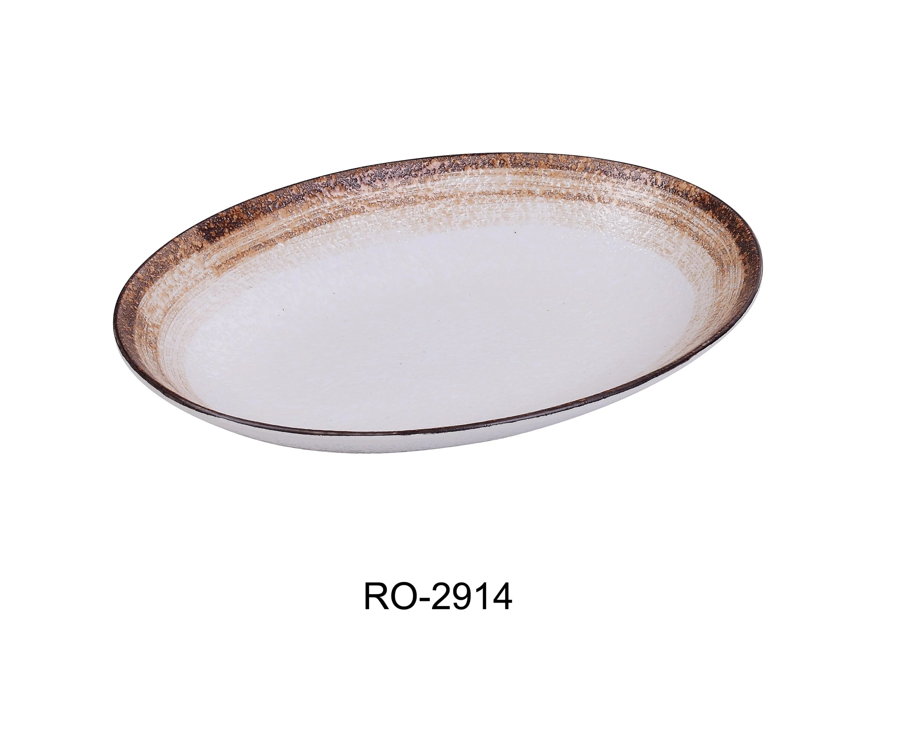 Yanco RO-2914 Rockeye-2 14" X 10 1/2" X 2" DEEP OVAL PLATE 36 OZ LUNESCAPE
