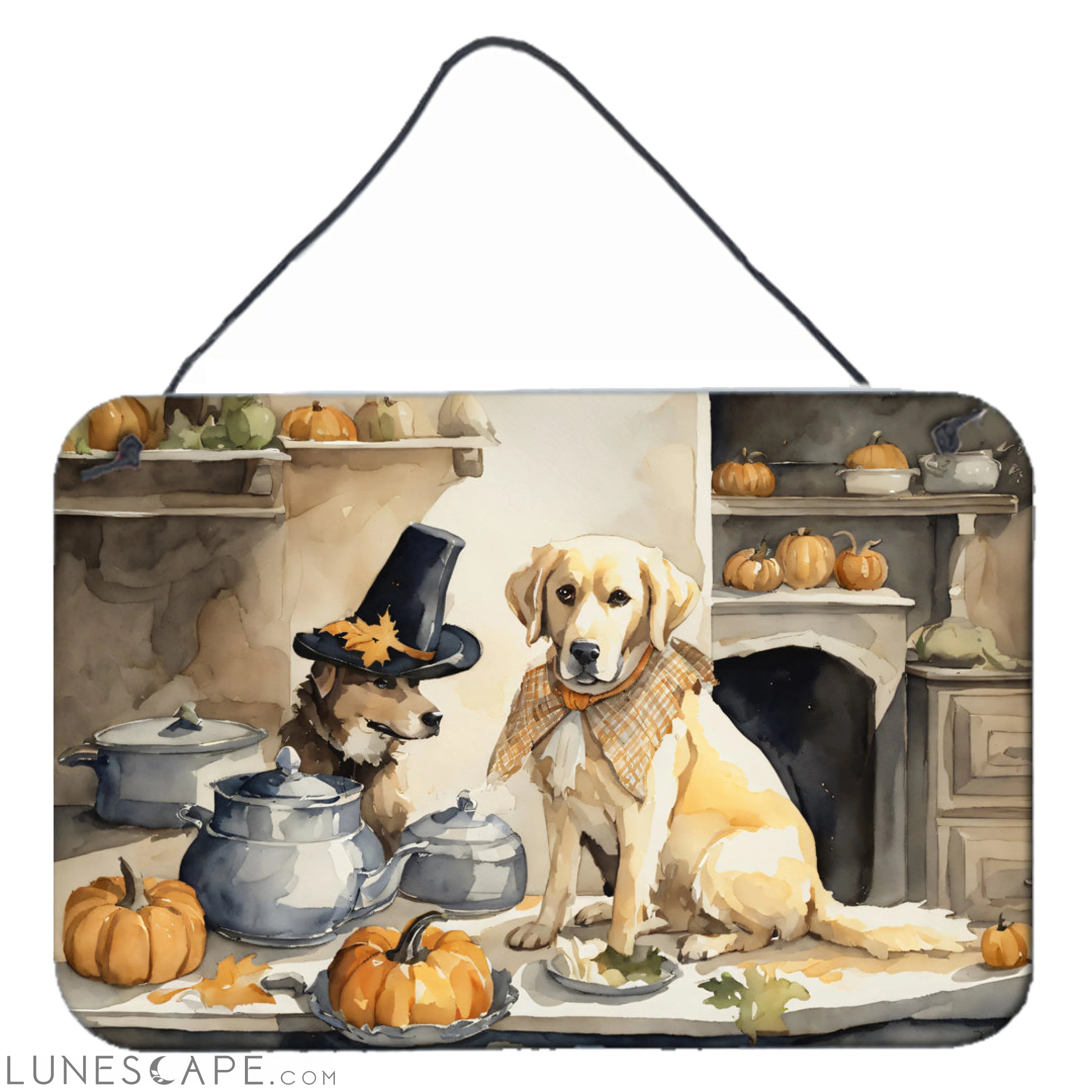 Yellow Lab Fall Kitchen Pumpkins Thanksgiving Wall or Door Hanging Prints LUNESCAPE