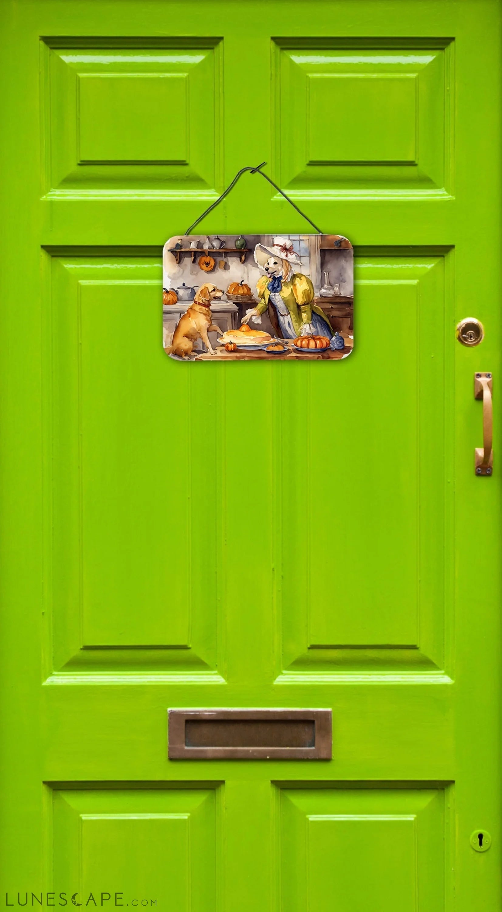 Yellow Lab Fall Kitchen Pumpkins Thanksgiving Wall or Door Hanging Prints LUNESCAPE