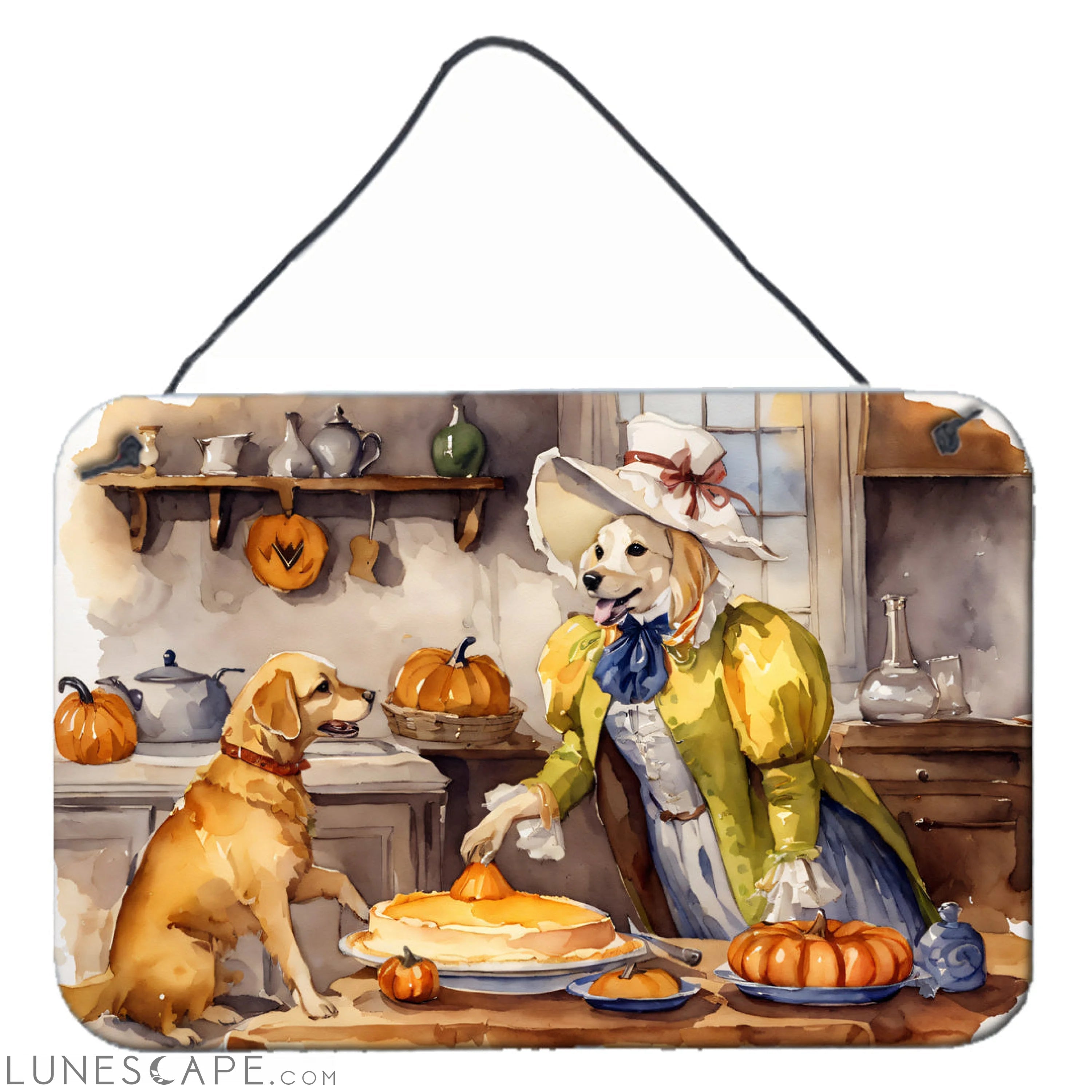 Yellow Lab Fall Kitchen Pumpkins Thanksgiving Wall or Door Hanging Prints LUNESCAPE