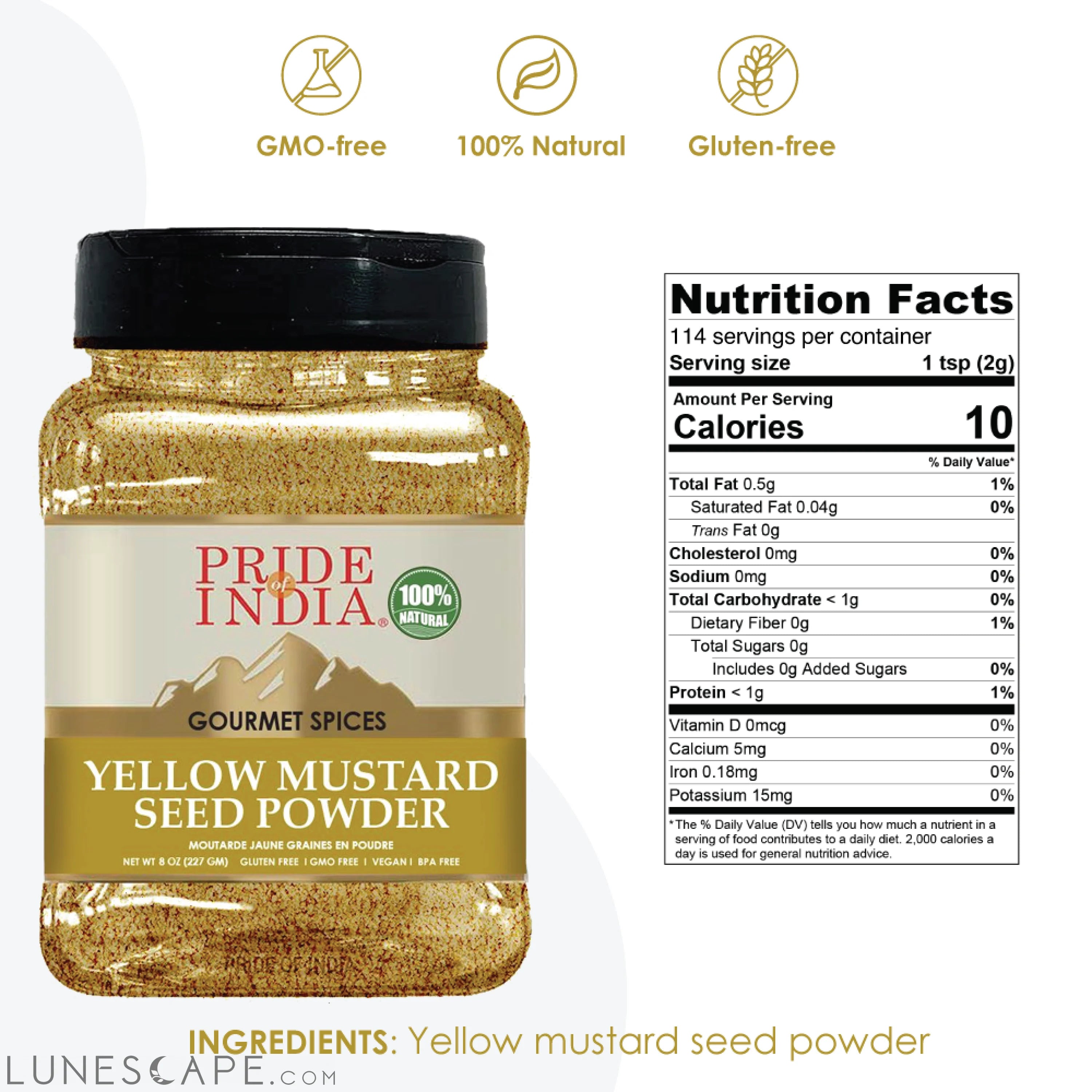 Yellow Mustard Seed Ground - 8 oz LUNESCAPE