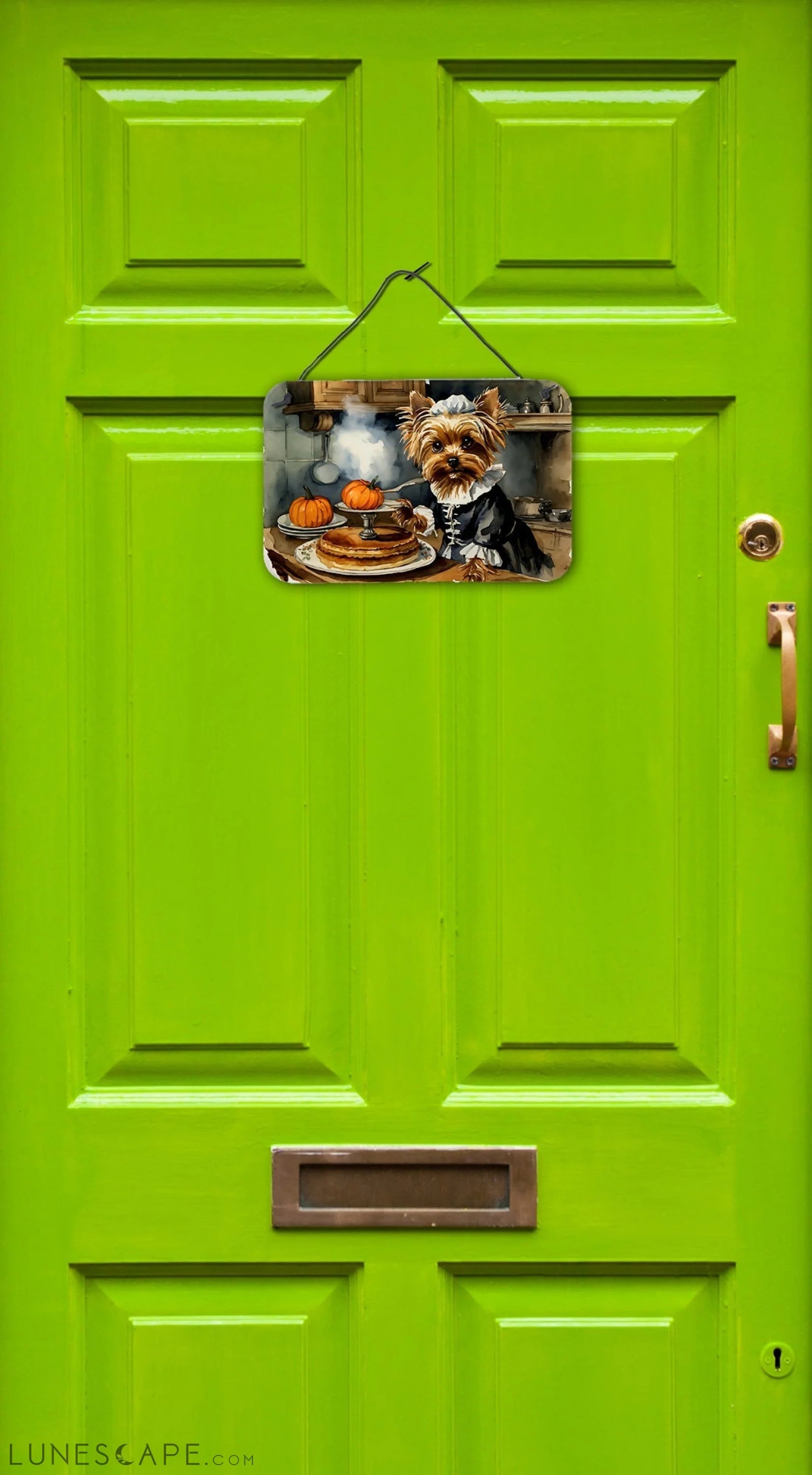 Yorkie Fall Thanksgiving Kitchen Pumpkins Wall or Door Hanging Prints LUNESCAPE