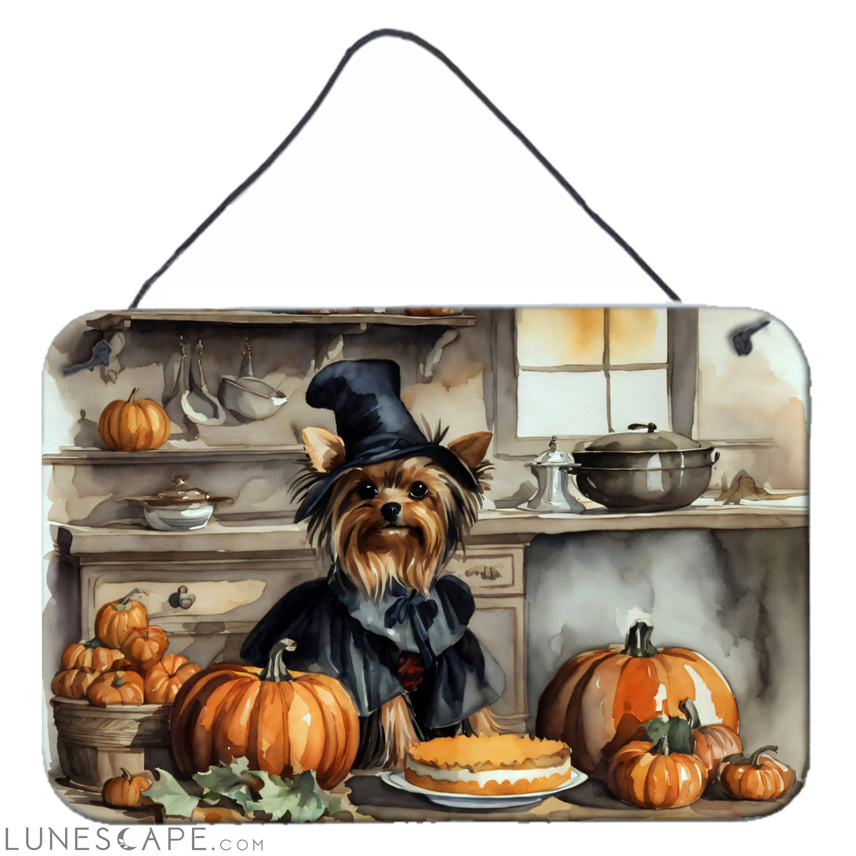 Yorkie Fall Thanksgiving Kitchen Pumpkins Wall or Door Hanging Prints LUNESCAPE