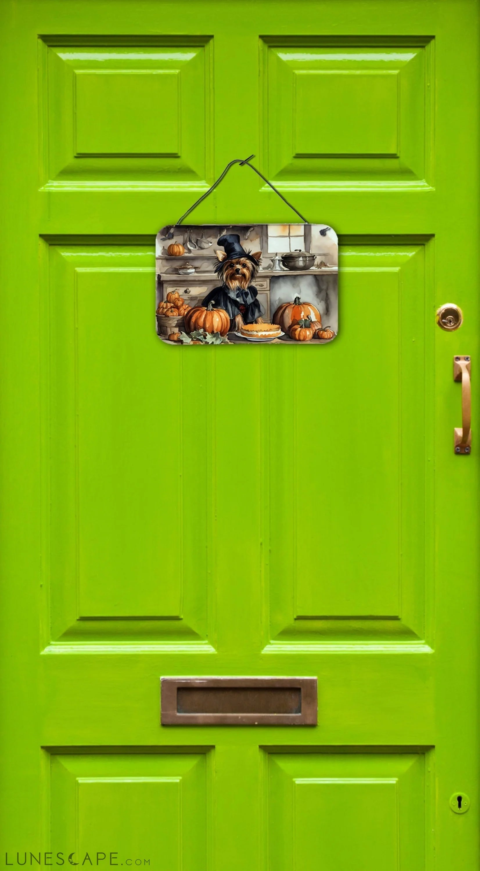 Yorkie Fall Thanksgiving Kitchen Pumpkins Wall or Door Hanging Prints LUNESCAPE