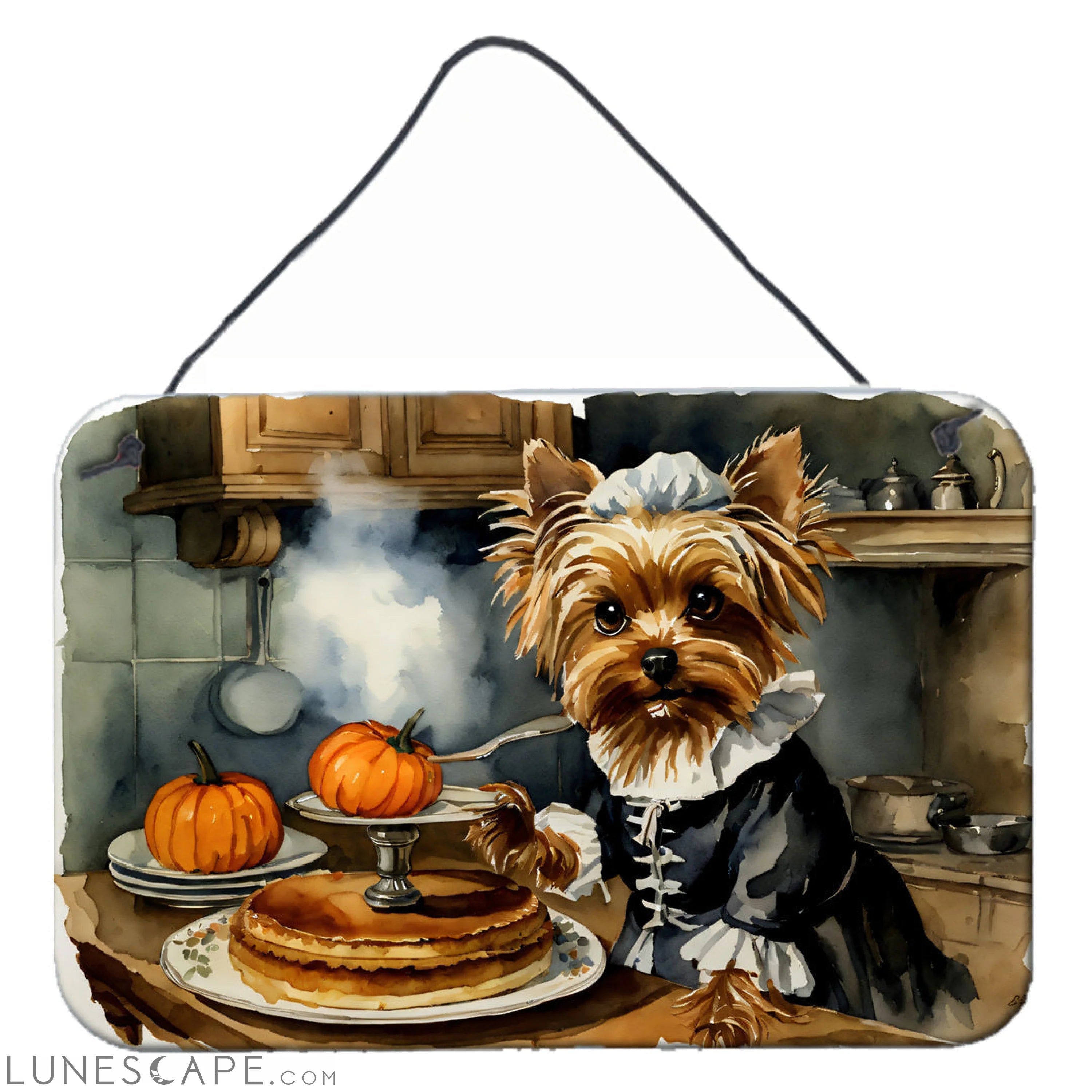Yorkie Fall Thanksgiving Kitchen Pumpkins Wall or Door Hanging Prints LUNESCAPE