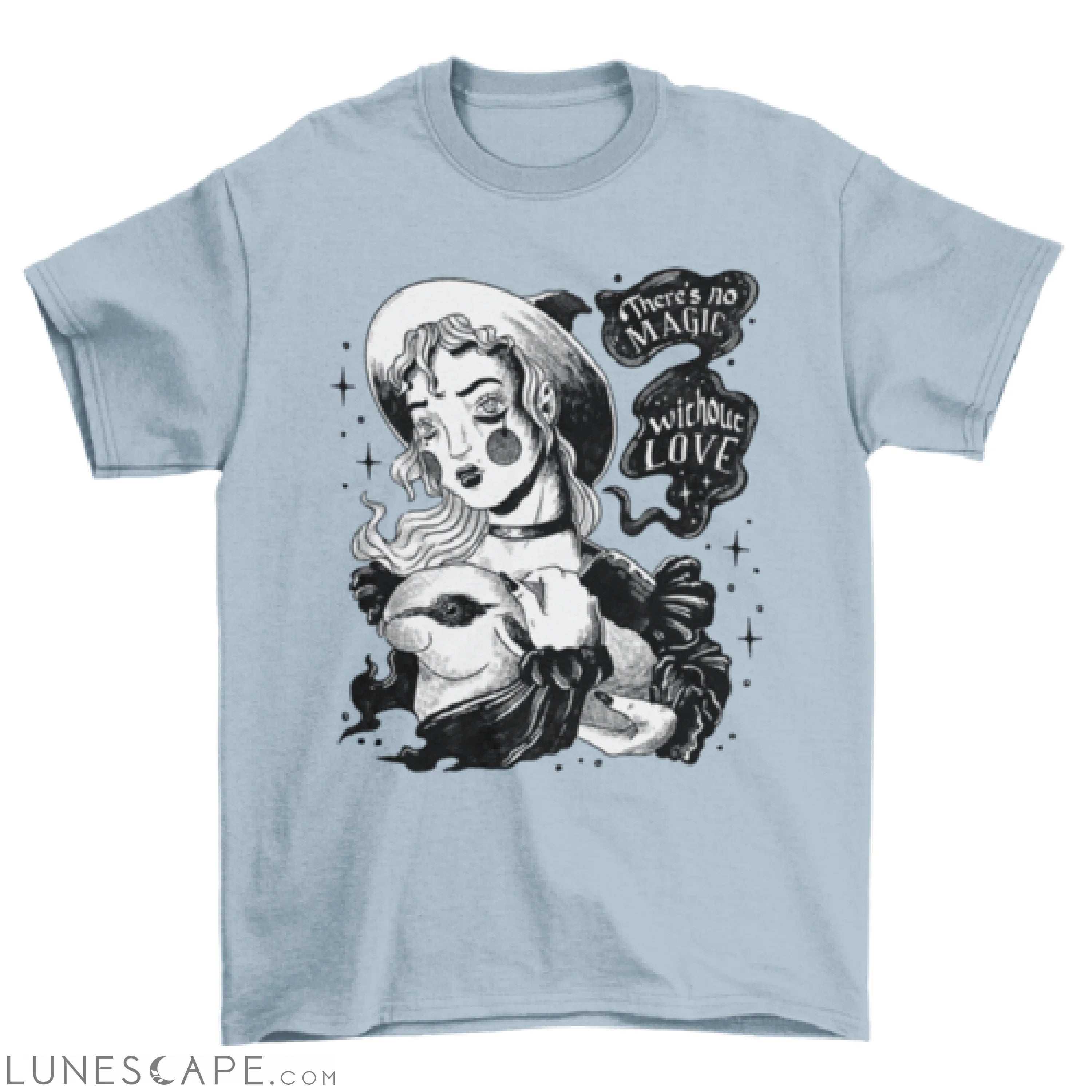Young witch and rabbit t-shirt LUNESCAPE