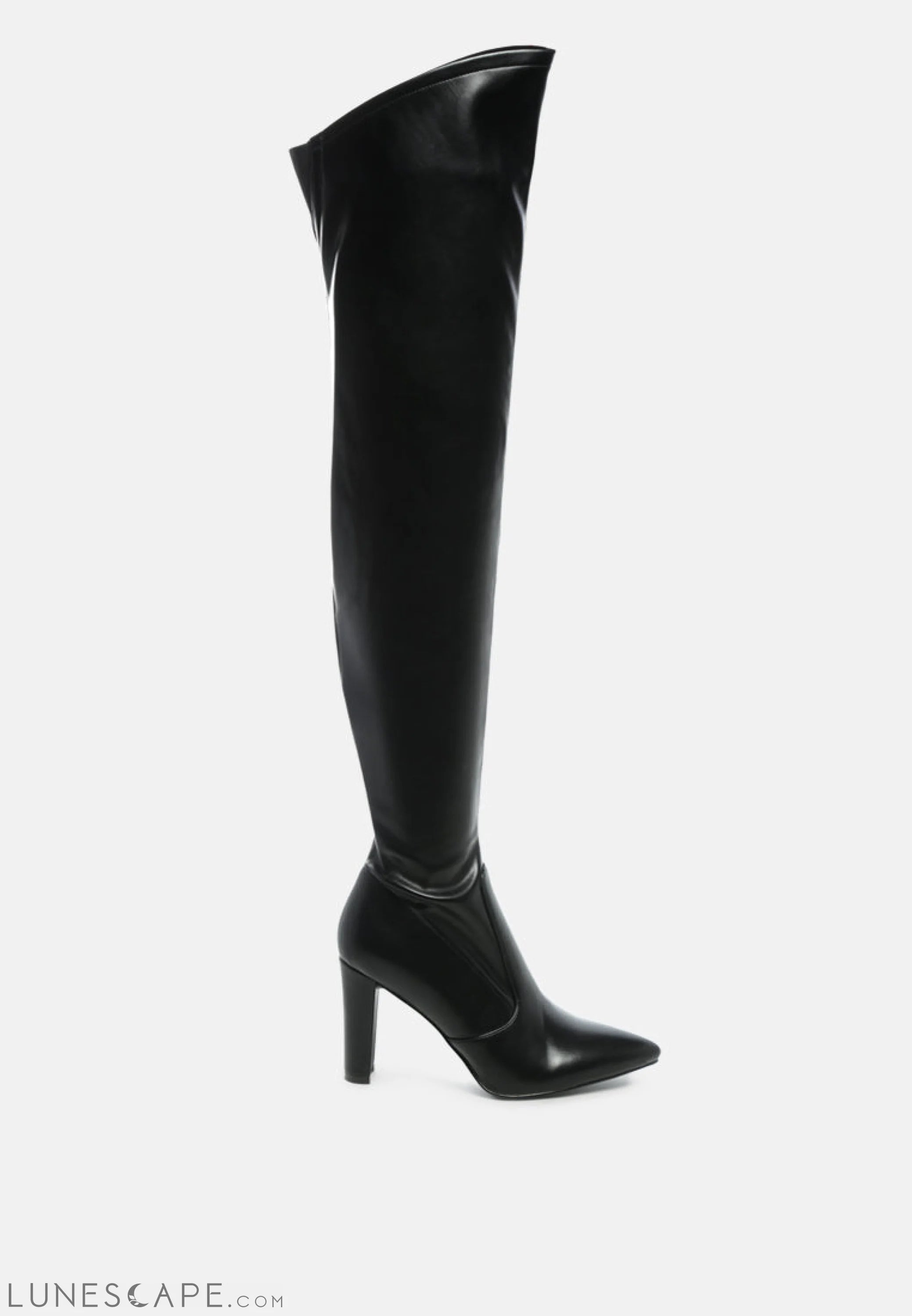 Zade Thigh High Long Boots in Stretch Patent Pu LUNESCAPE