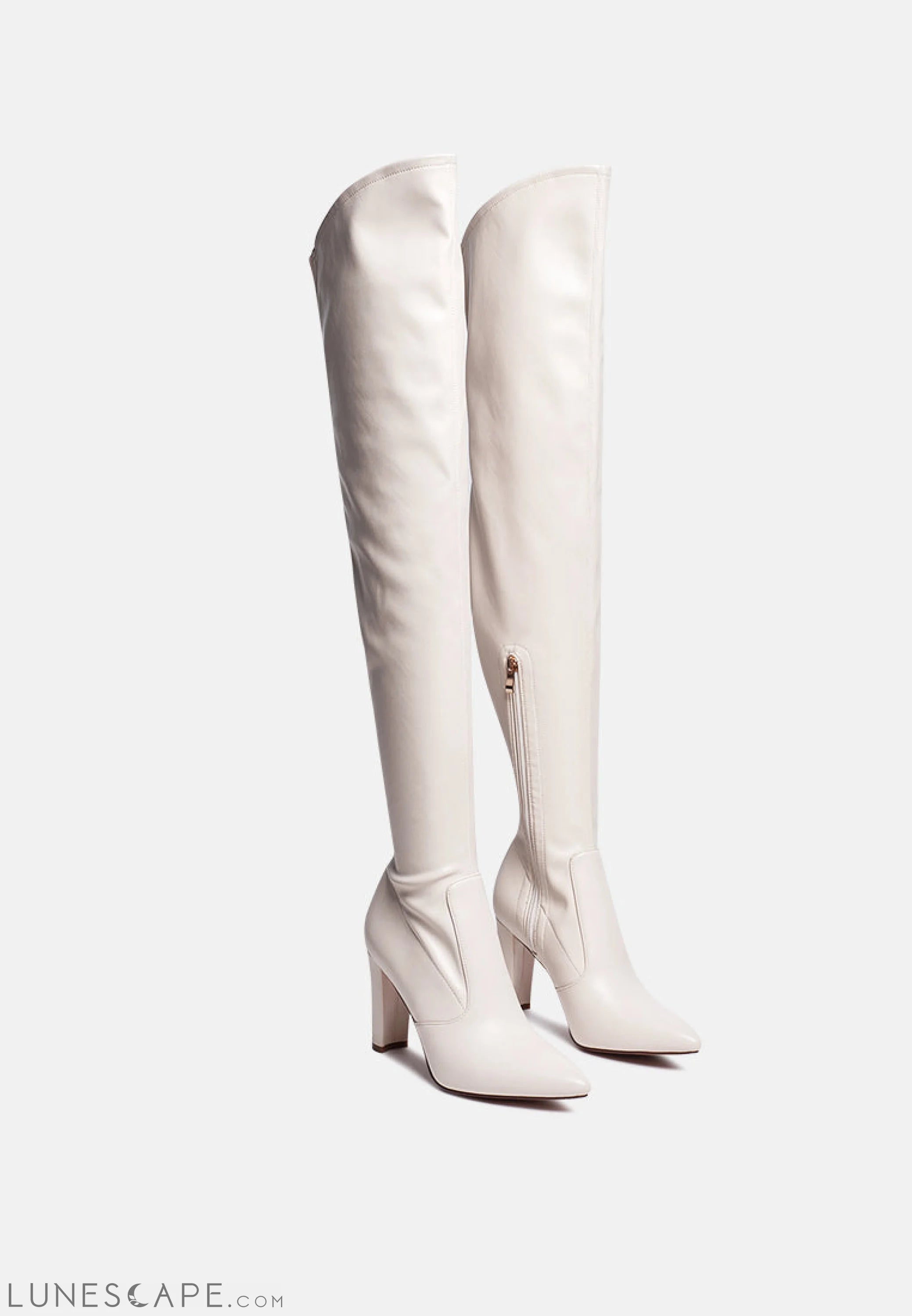 Zade Thigh High Long Boots in Stretch Patent Pu LUNESCAPE