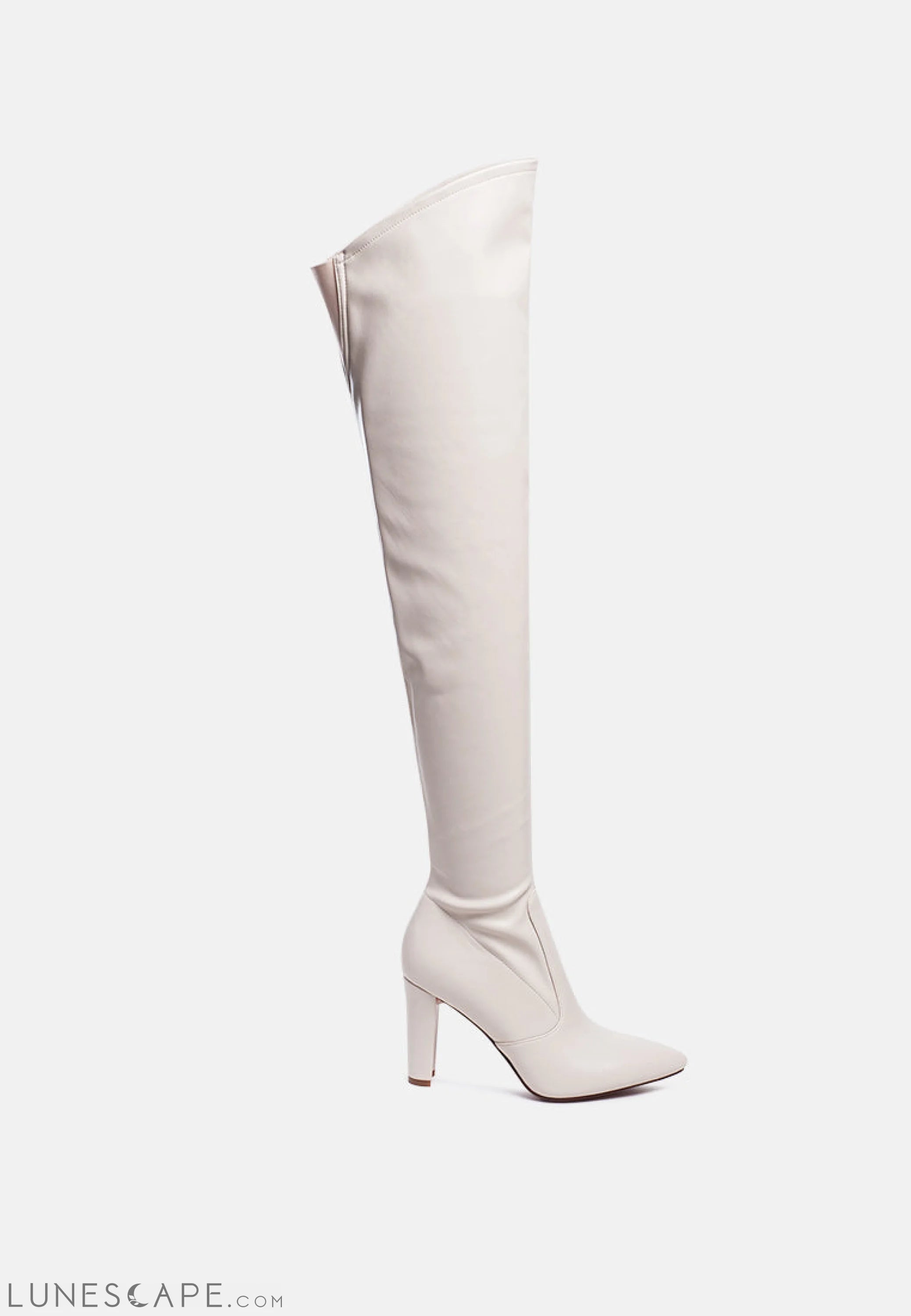 Zade Thigh High Long Boots in Stretch Patent Pu LUNESCAPE