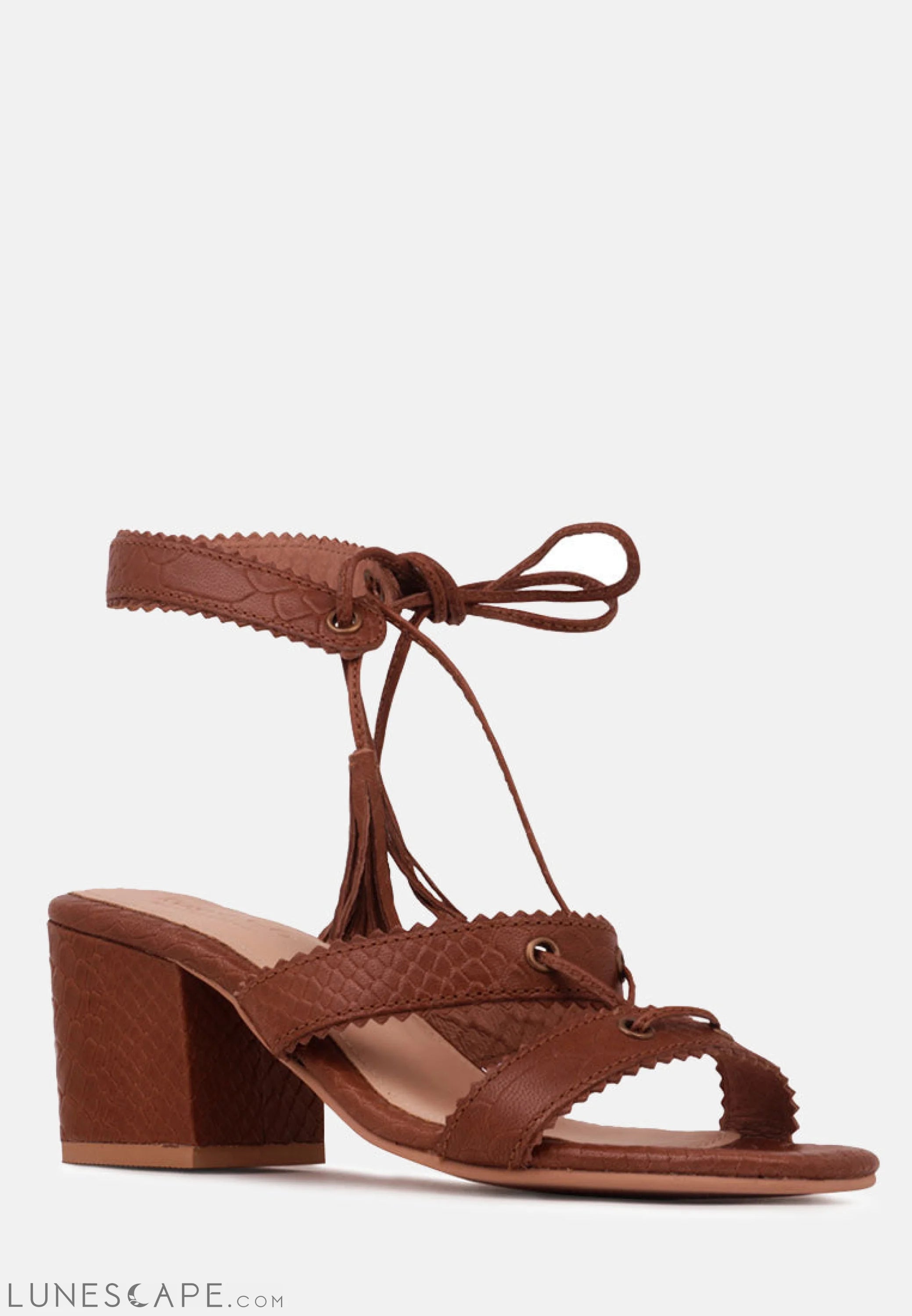 Zena Croc Texture Leather Sandal LUNESCAPE