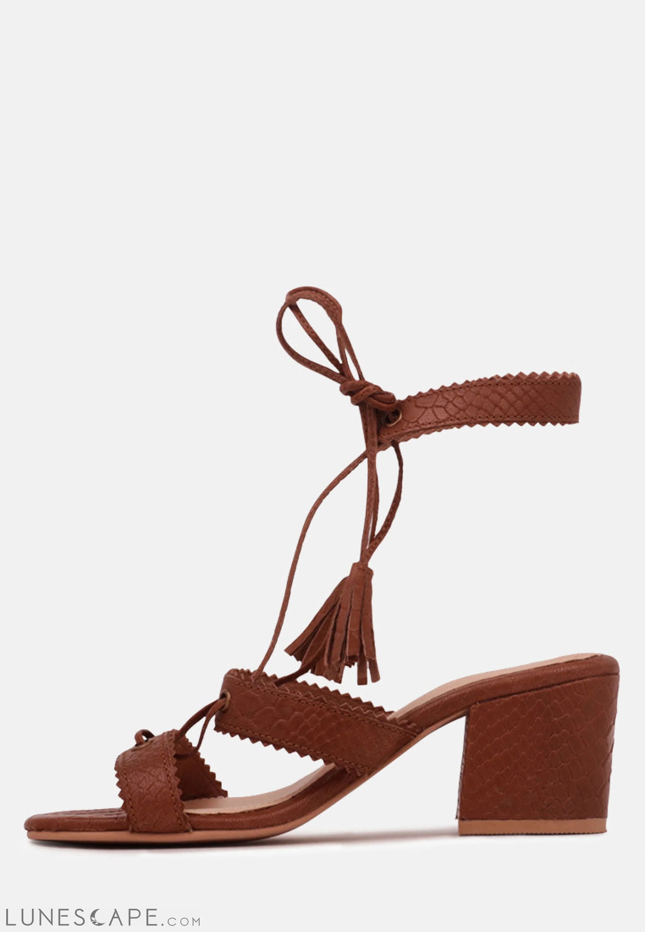 Zena Croc Texture Leather Sandal LUNESCAPE