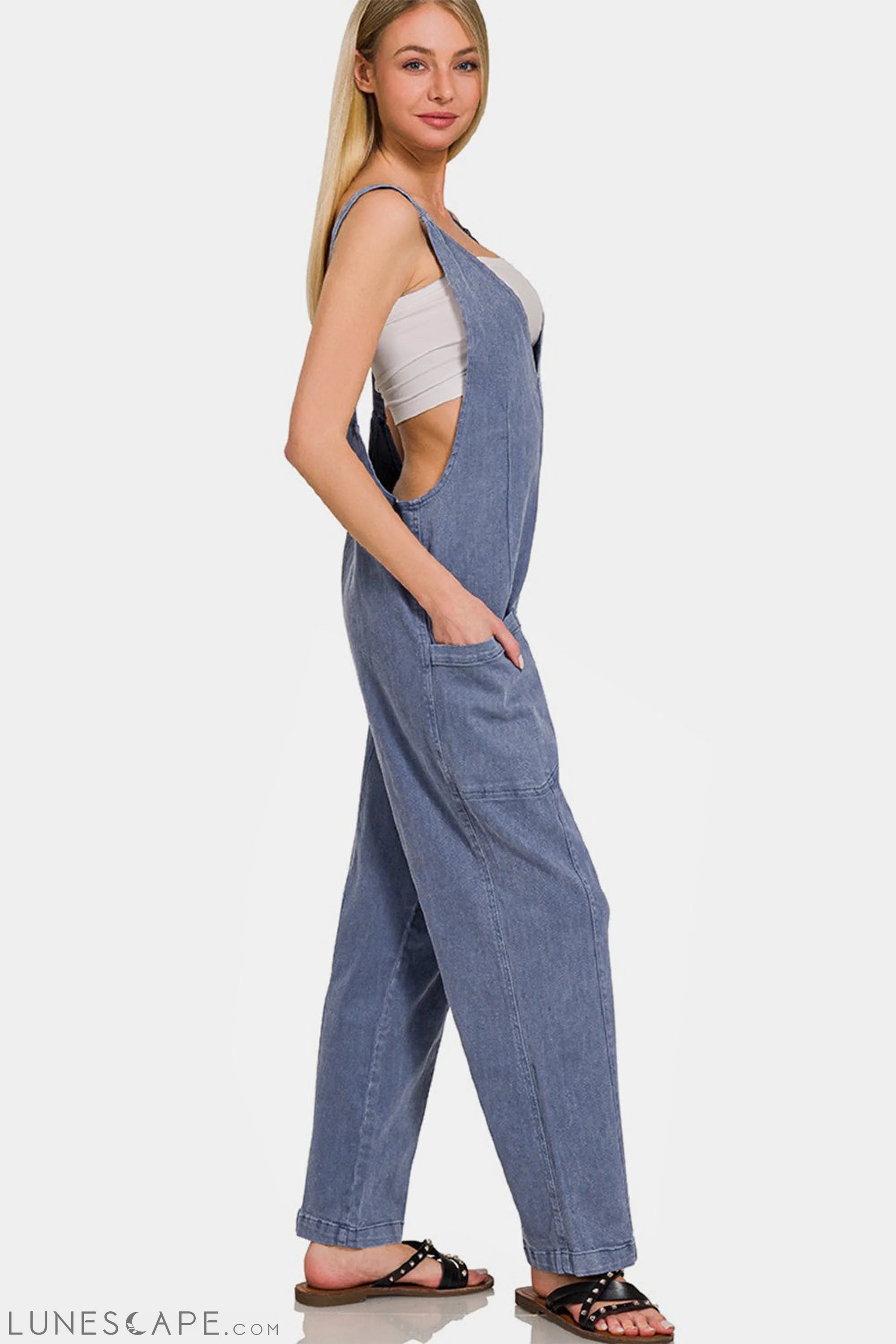Zenana Pocketed Wide Strap Jumpsuit LUNESCAPE