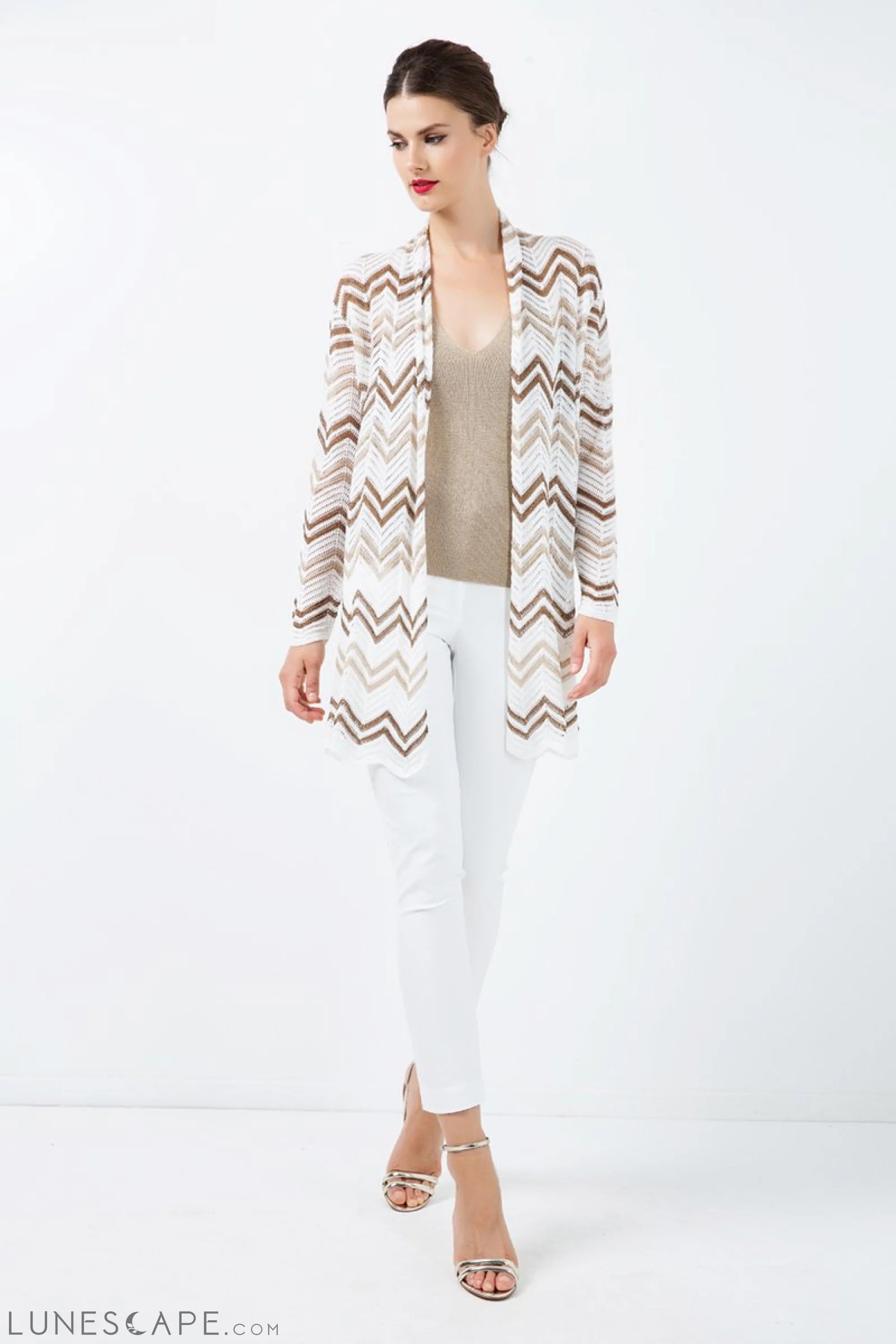Zig Zag Open Front  Cardigan LUNESCAPE