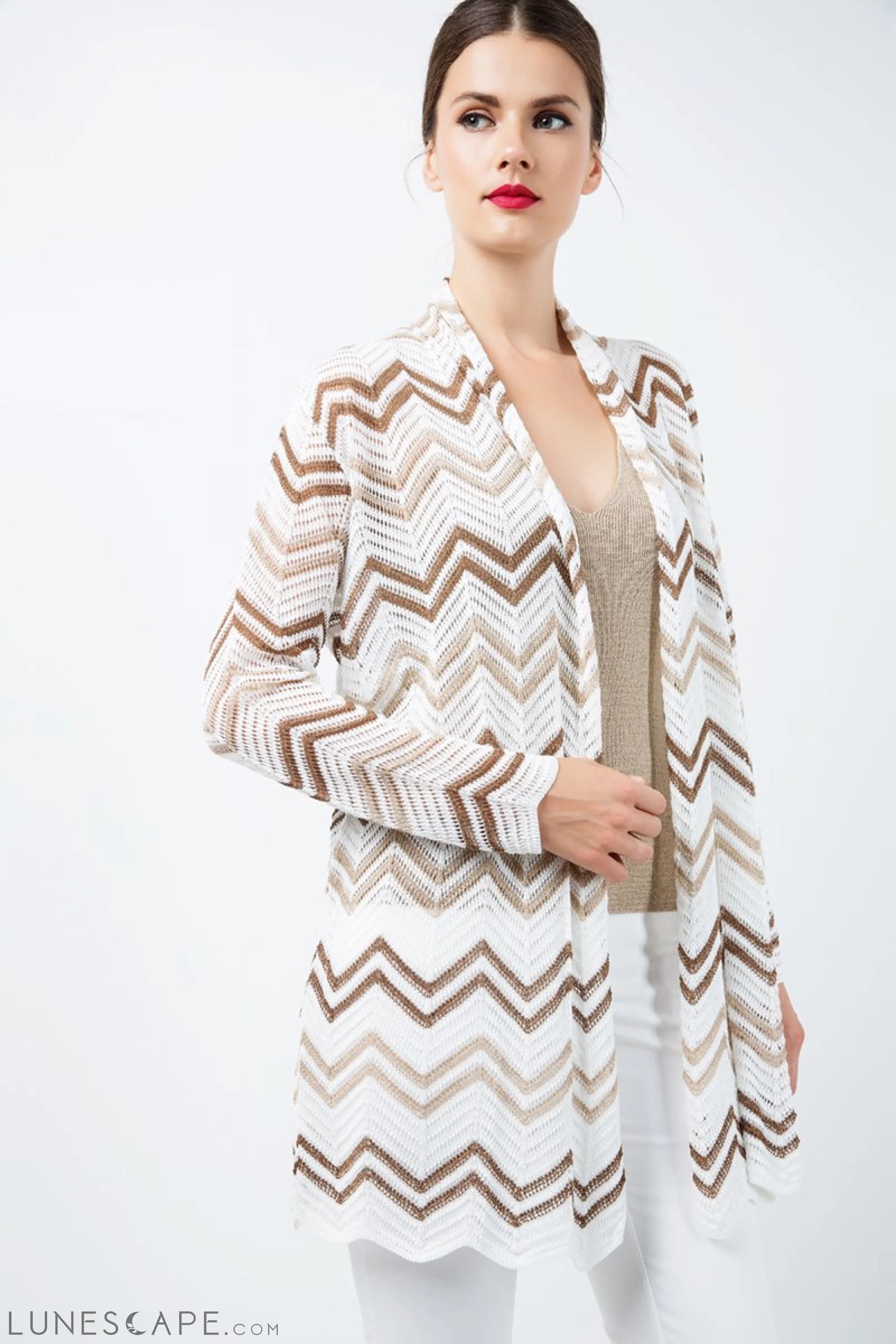 Zig Zag Open Front  Cardigan LUNESCAPE