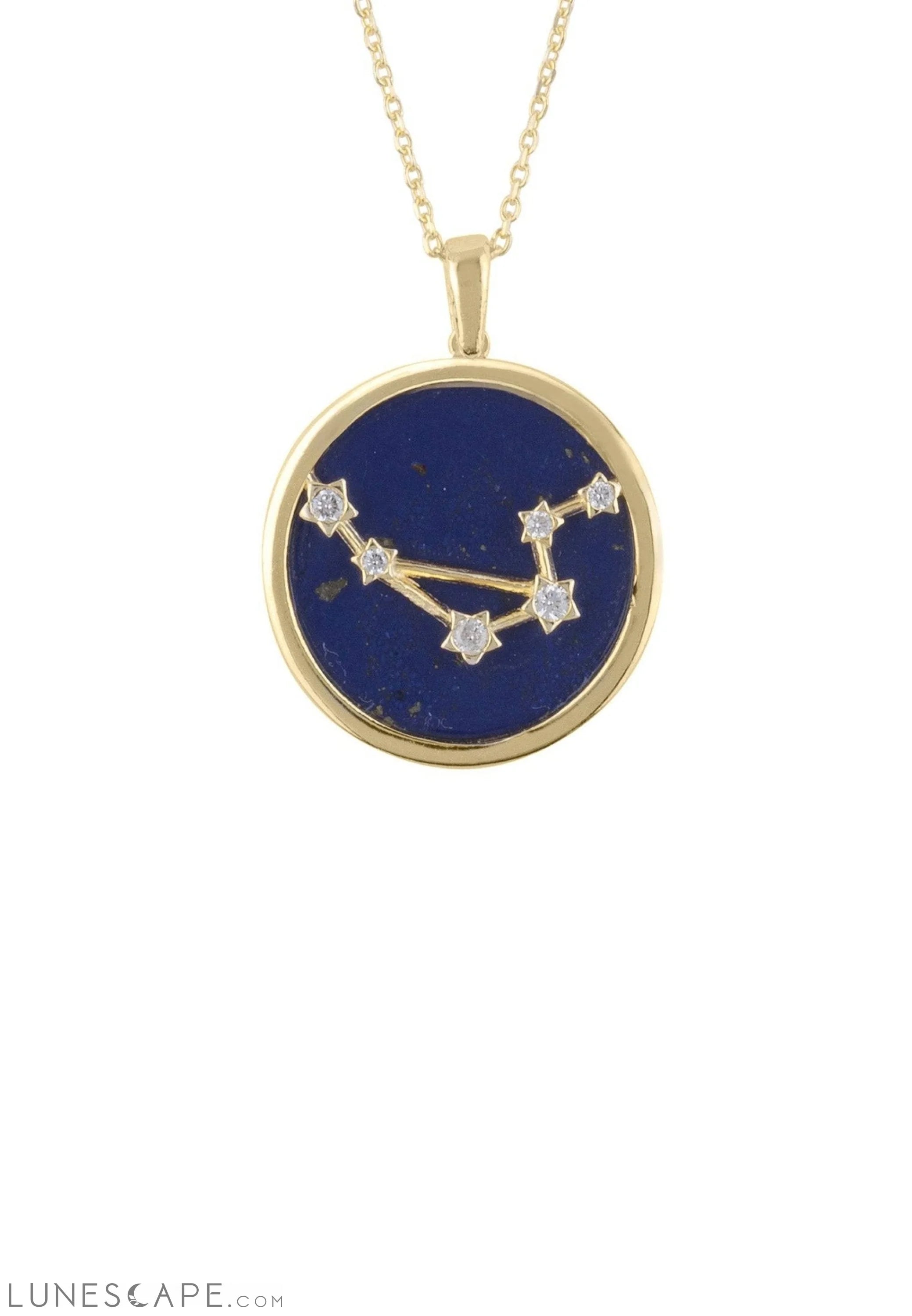 Zodiac Lapis Lazuli Gemstone Star Constellation Pendant Necklace Gold Libra LUNESCAPE