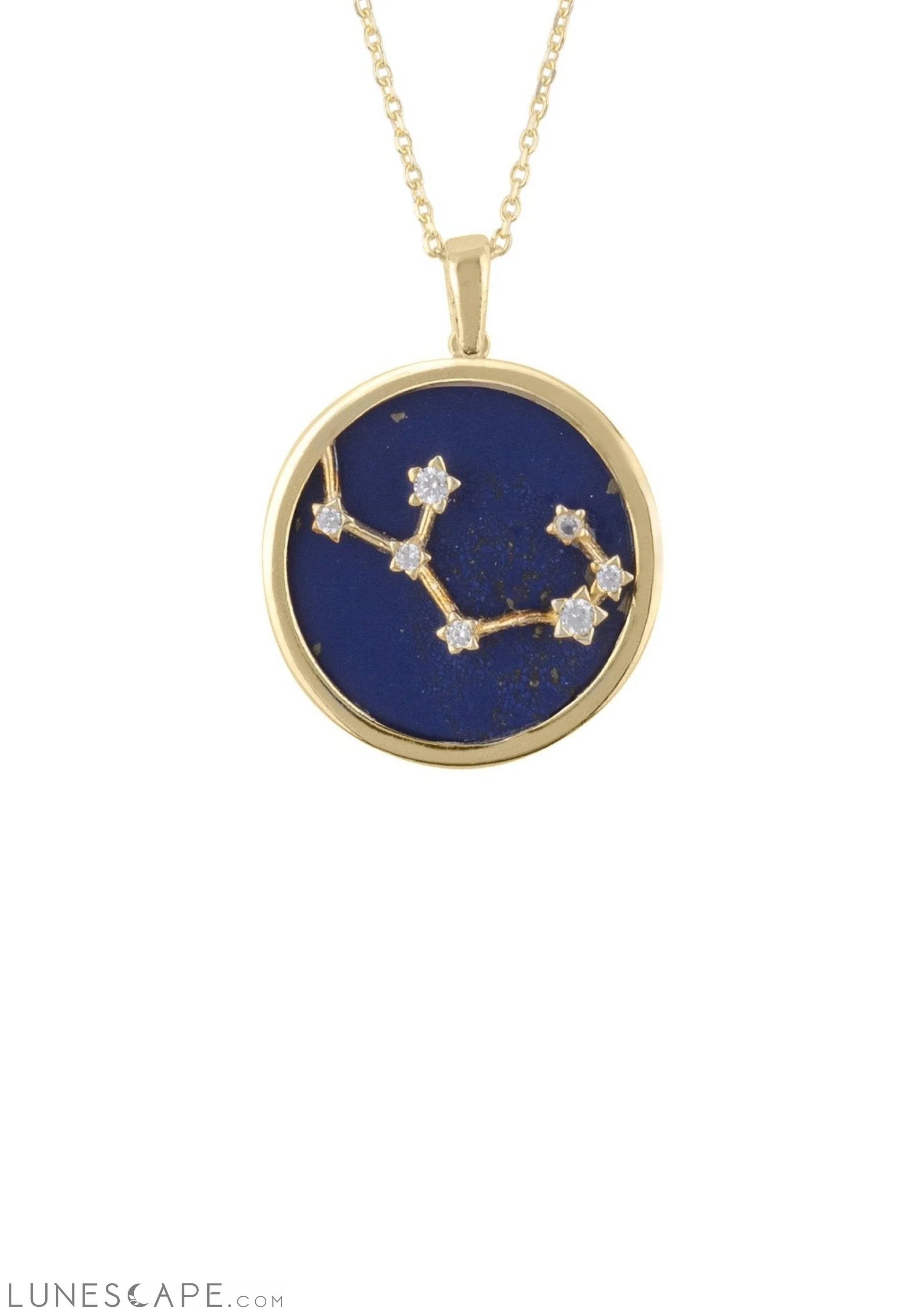 Zodiac Lapis Lazuli Gemstone Star Constellation Pendant Necklace Gold Sagittarius LUNESCAPE