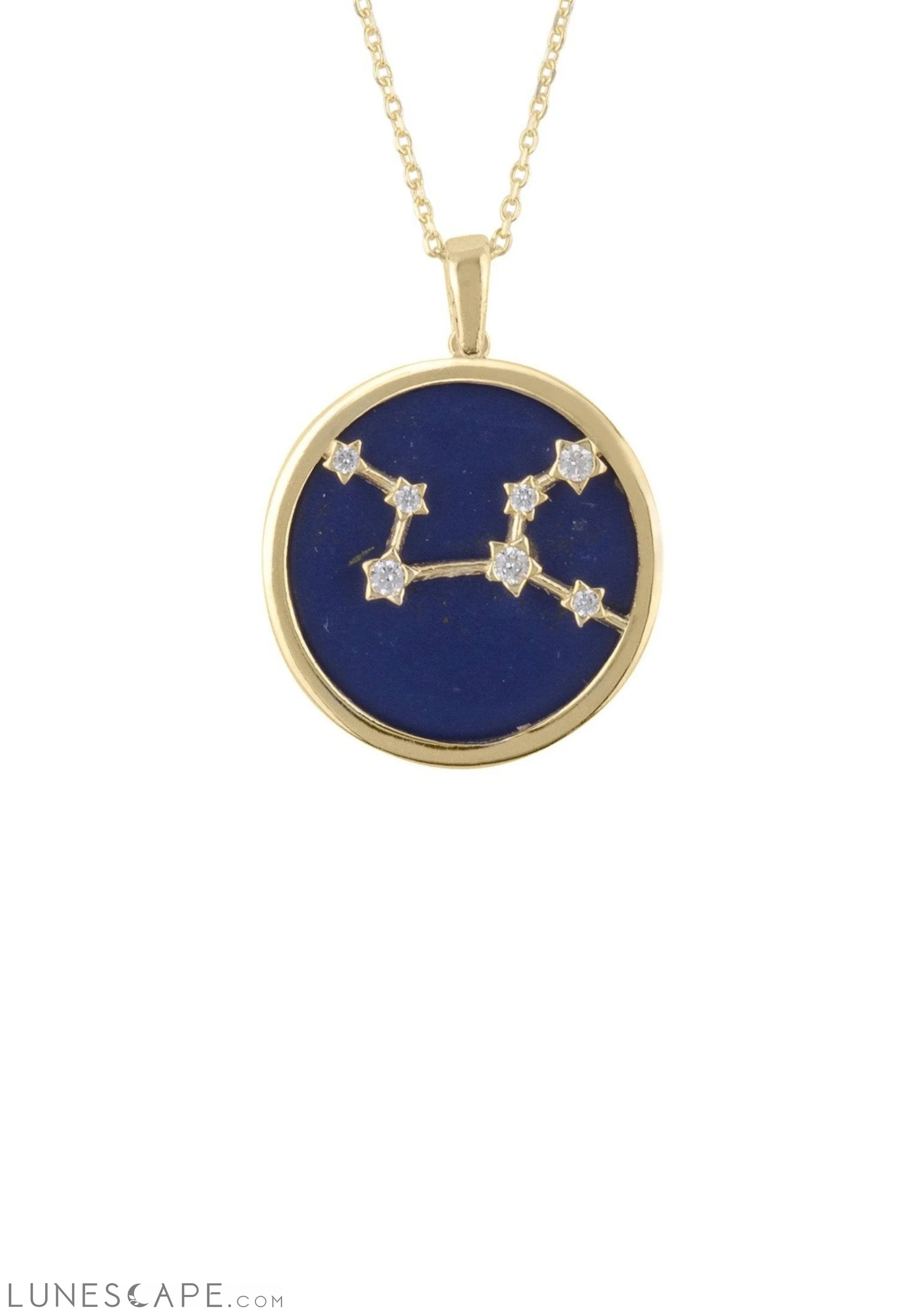 Zodiac Lapis Lazuli Gemstone Star Constellation Pendant Necklace Gold Virgo LUNESCAPE