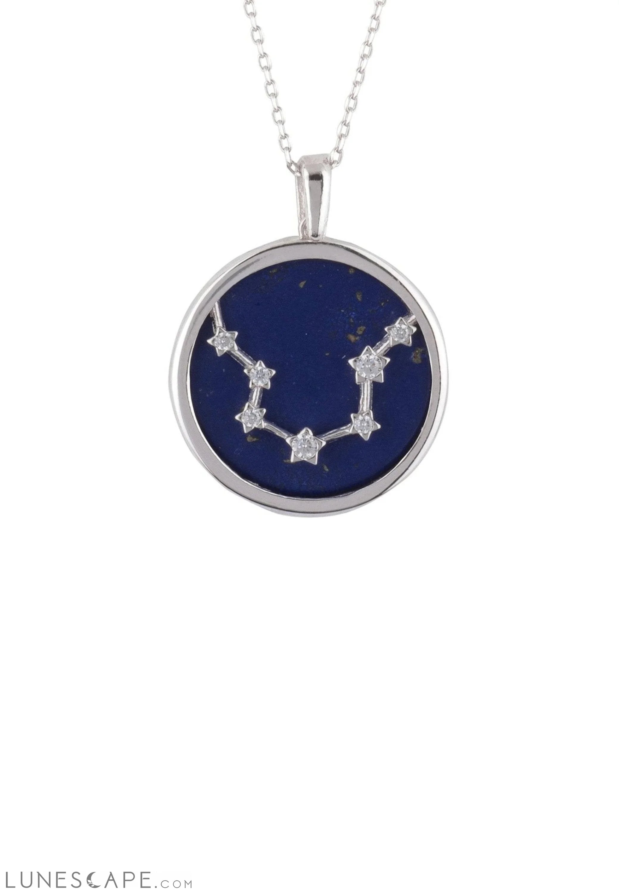 Zodiac Lapis Lazuli Gemstone Star Constellation Pendant Necklace Silver Aquarius LUNESCAPE