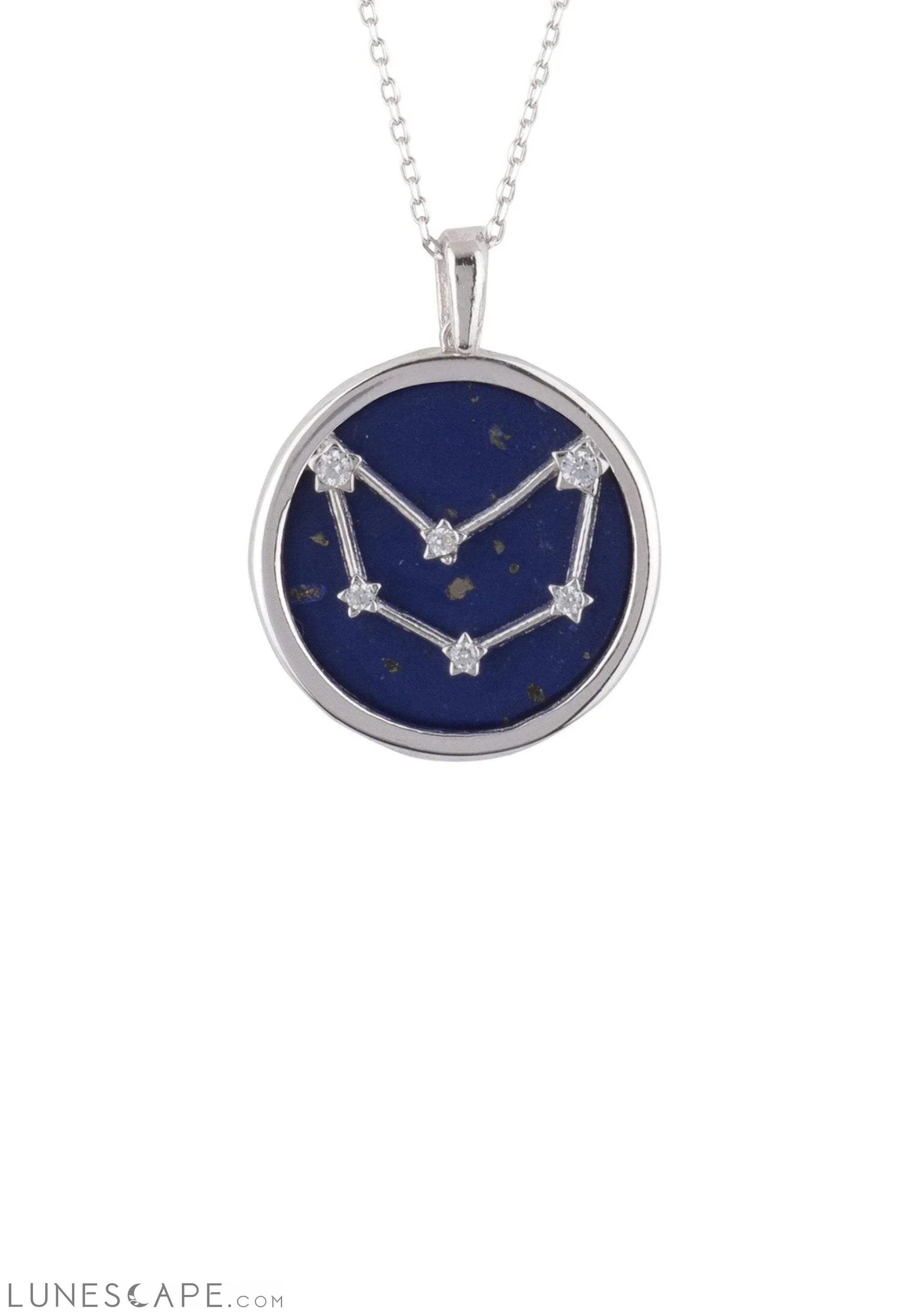 Zodiac Lapis Lazuli Gemstone Star Constellation Pendant Necklace Silver Capricorn LUNESCAPE