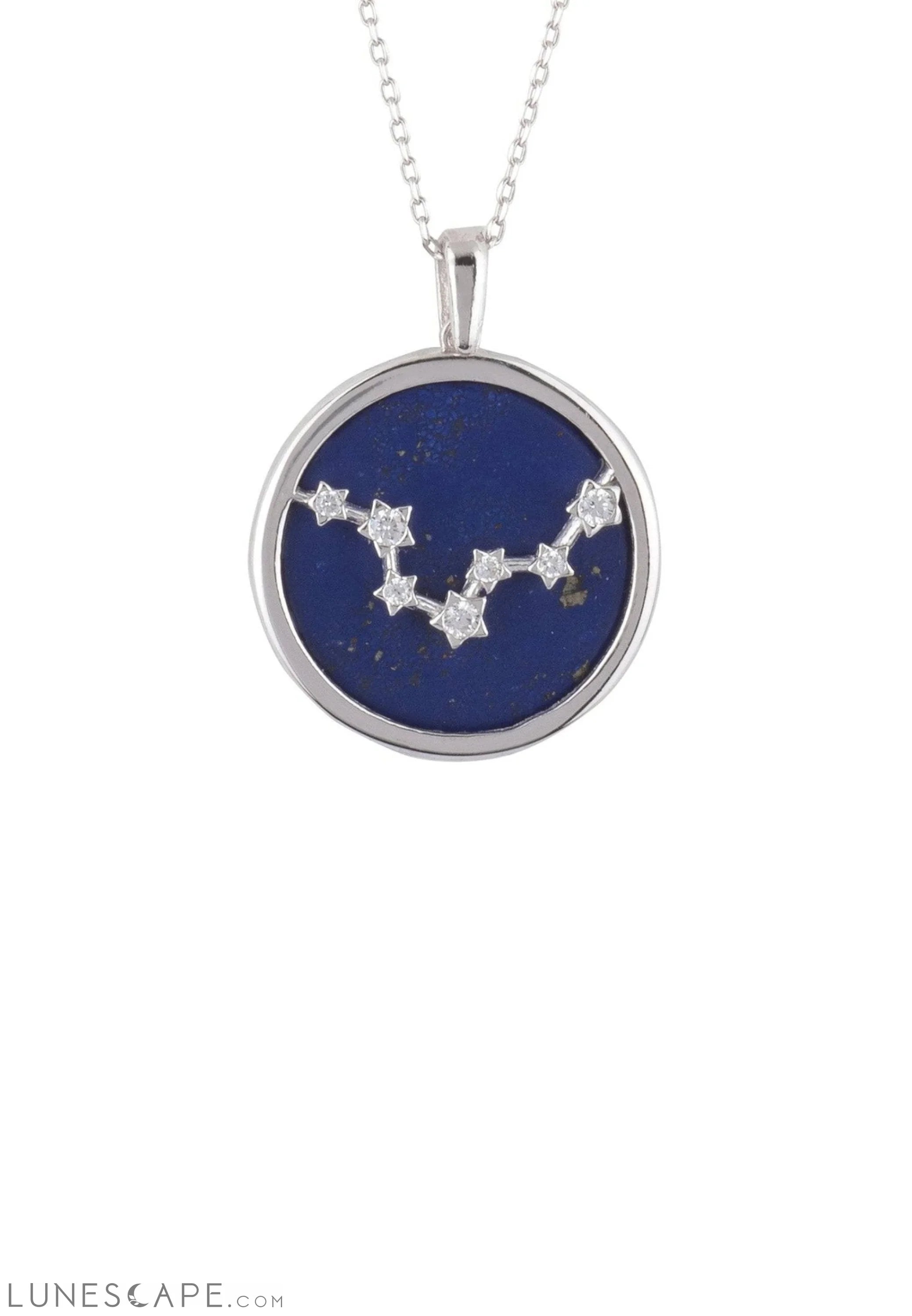 Zodiac Lapis Lazuli Gemstone Star Constellation Pendant Necklace Silver Pisces LUNESCAPE