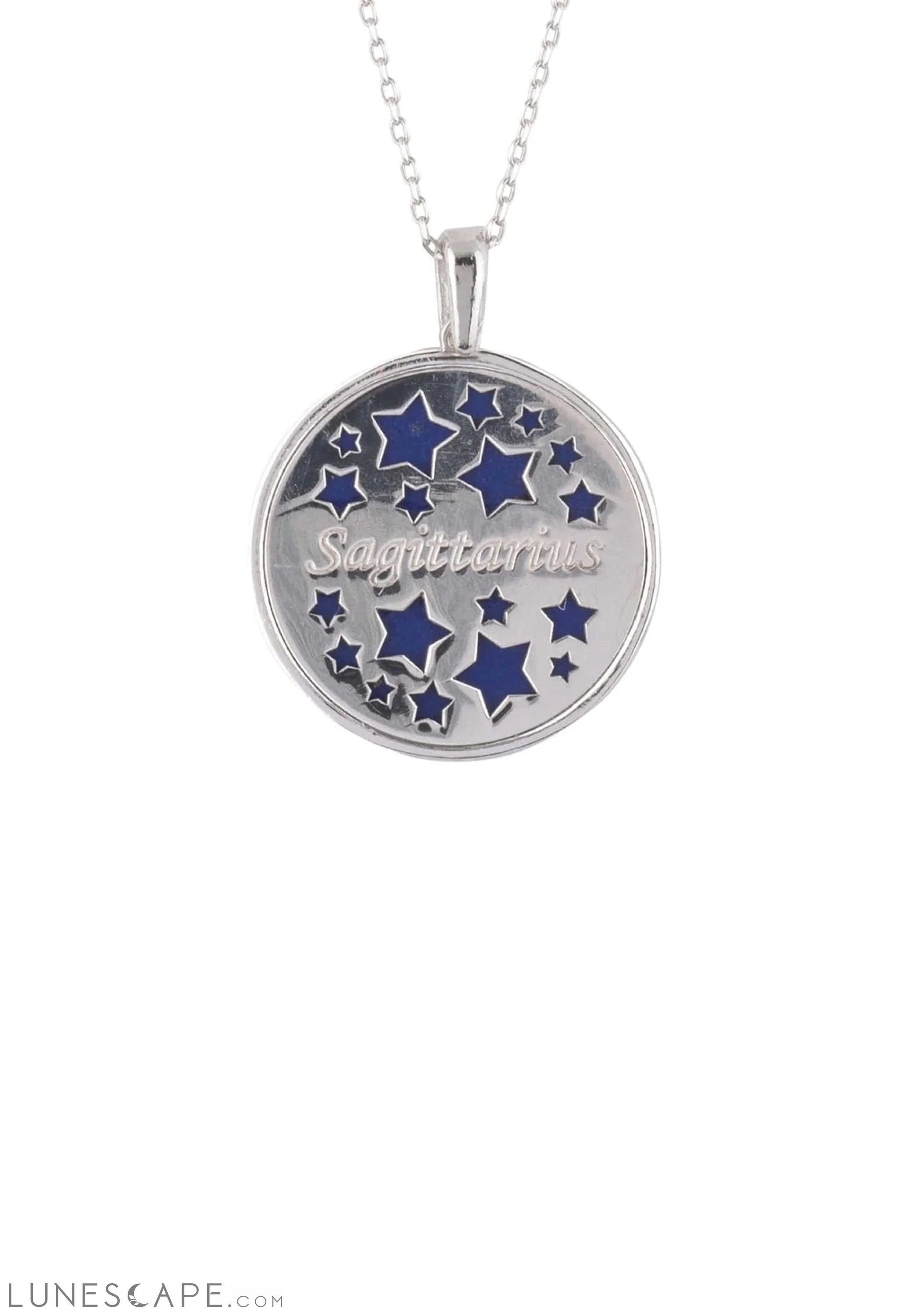 Zodiac Lapis Lazuli Gemstone Star Constellation Pendant Necklace Silver Sagittarius LUNESCAPE